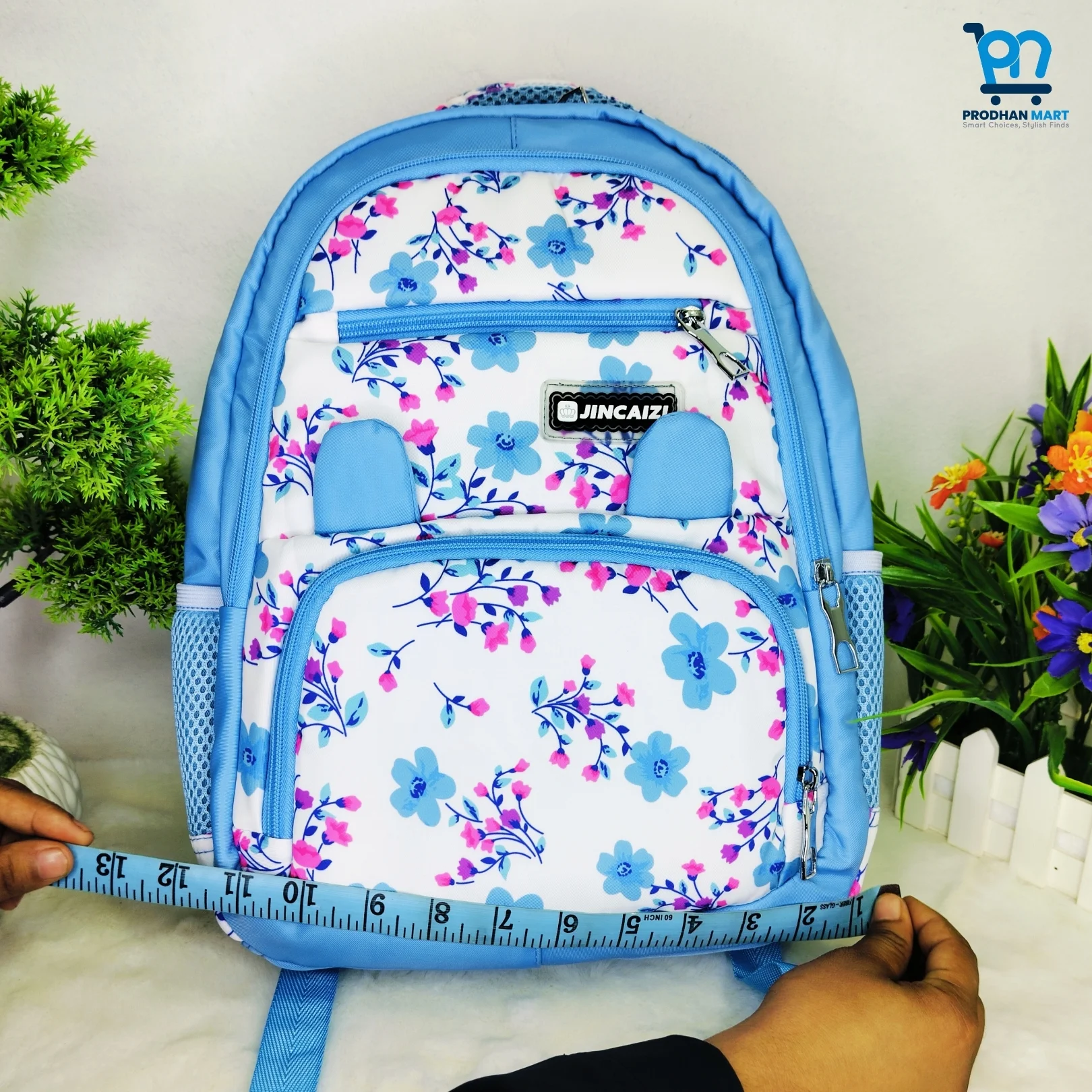 (Class 0-3) Floral Print School Bag (Light Blue Color) (Class 0-3) Floral Print School Bag (Light Blue Color)