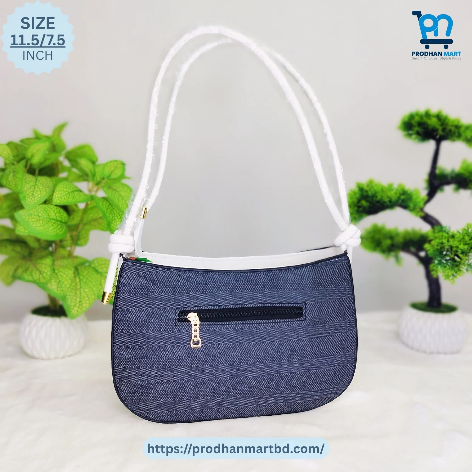 Classic Two-Tone Shoulder Bag (White & Navy Blue Color) Classic Two-Tone Shoulder Bag (White & Navy Blue Color)