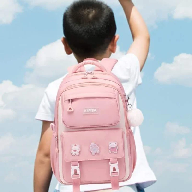 (Class 2-5) Semi-Waterproof Primary School Bag (Pink Color) (Class 2-5) Semi-Waterproof Primary School Bag (Pink Color)