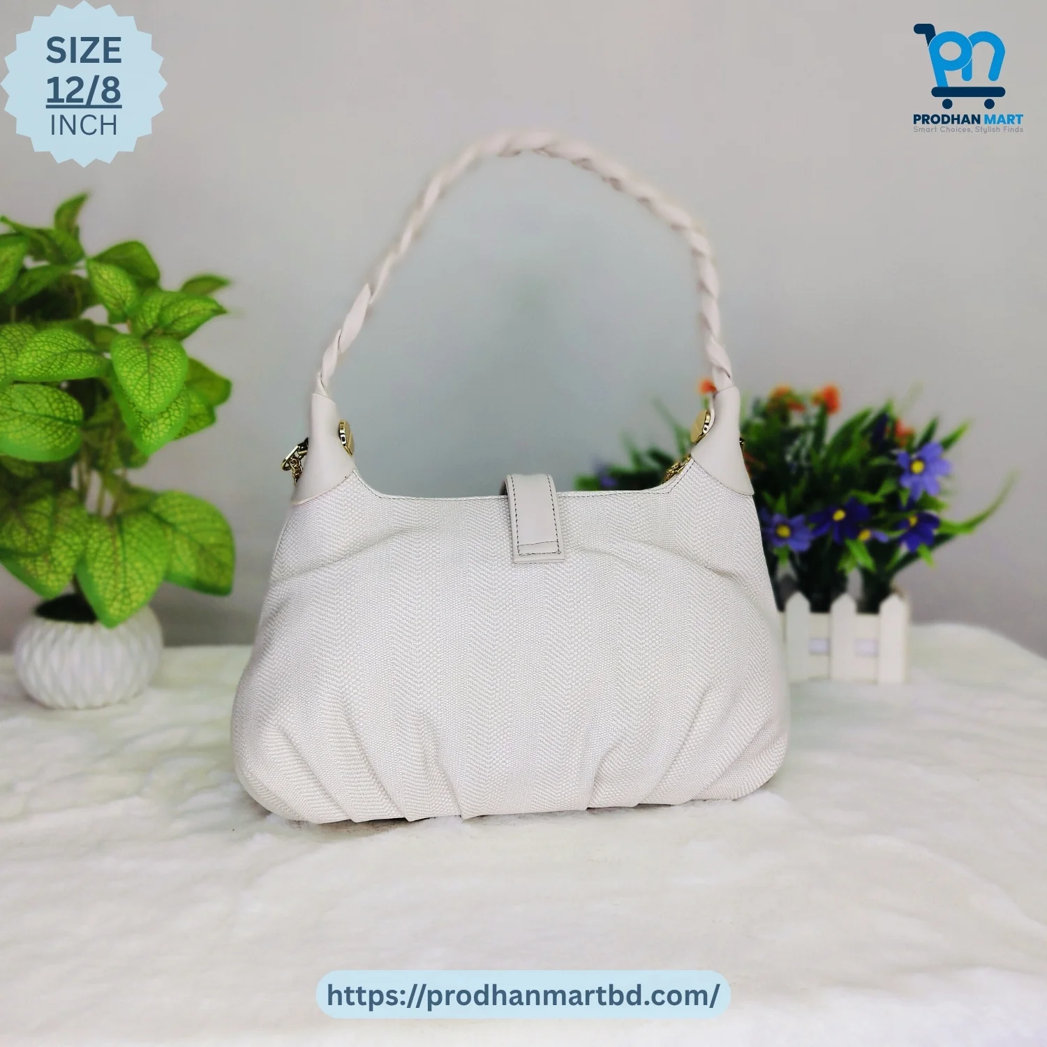 Elegant Chain Handle Shoulder Bag (Off White Color) Elegant Chain Handle Shoulder Bag (Off White Color)