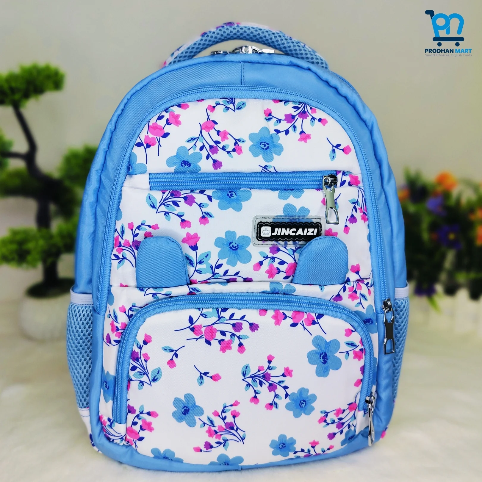 (Class 0-3) Floral Print School Bag (Light Blue Color) (Class 0-3) Floral Print School Bag (Light Blue Color)