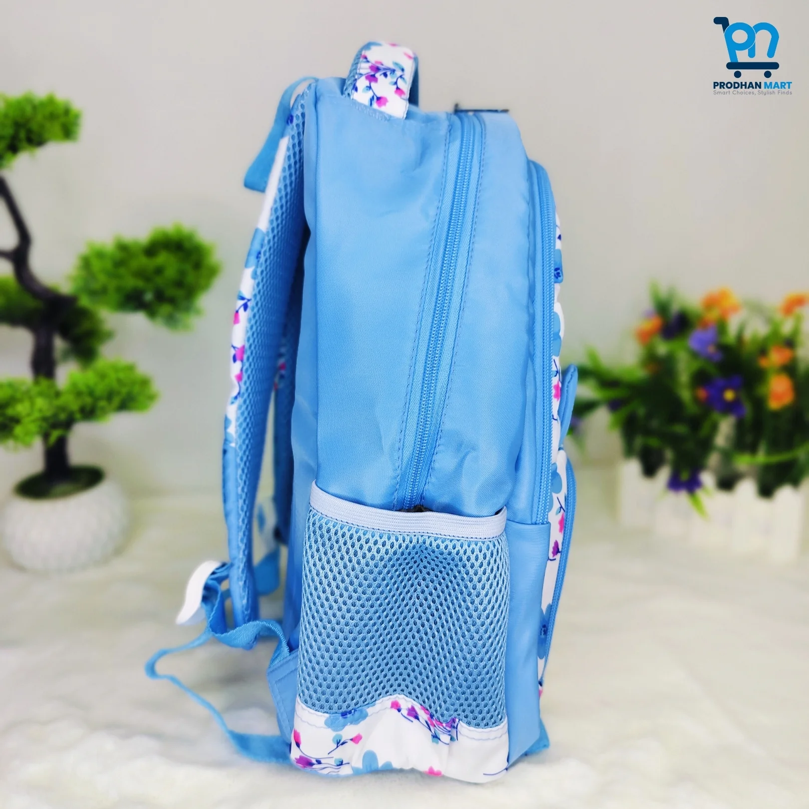 (Class 0-3) Floral Print School Bag (Light Blue Color) (Class 0-3) Floral Print School Bag (Light Blue Color)