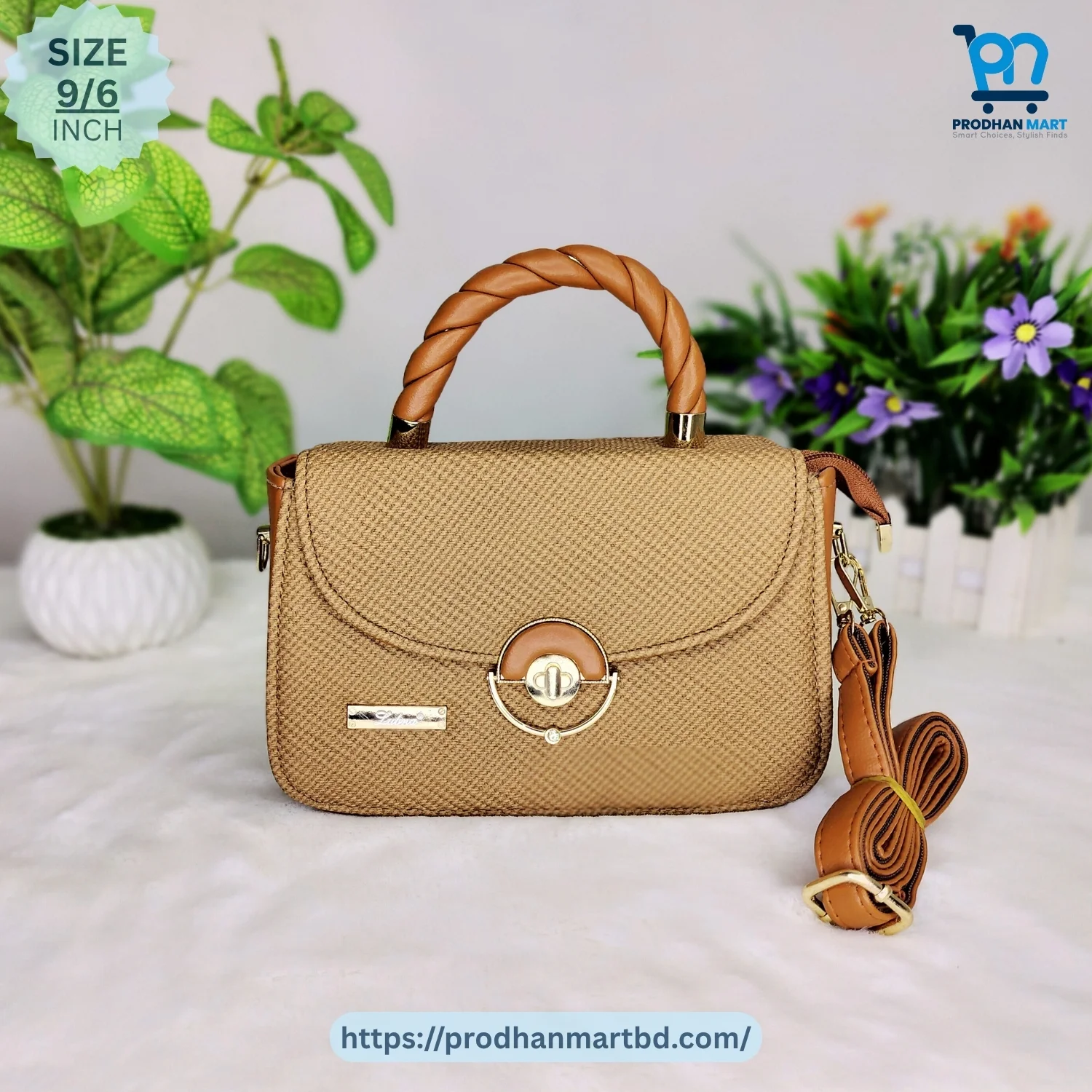 Elegant Twisted Handle Handbag (Camel Brown Color) Elegant Twisted Handle Handbag (Camel Brown Color)