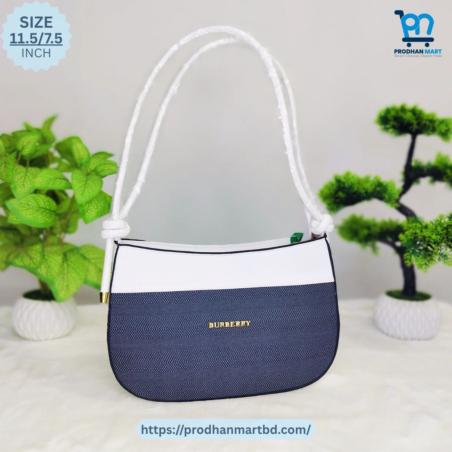 Classic Two-Tone Shoulder Bag (White & Navy Blue Color) Classic Two-Tone Shoulder Bag (White & Navy Blue Color)