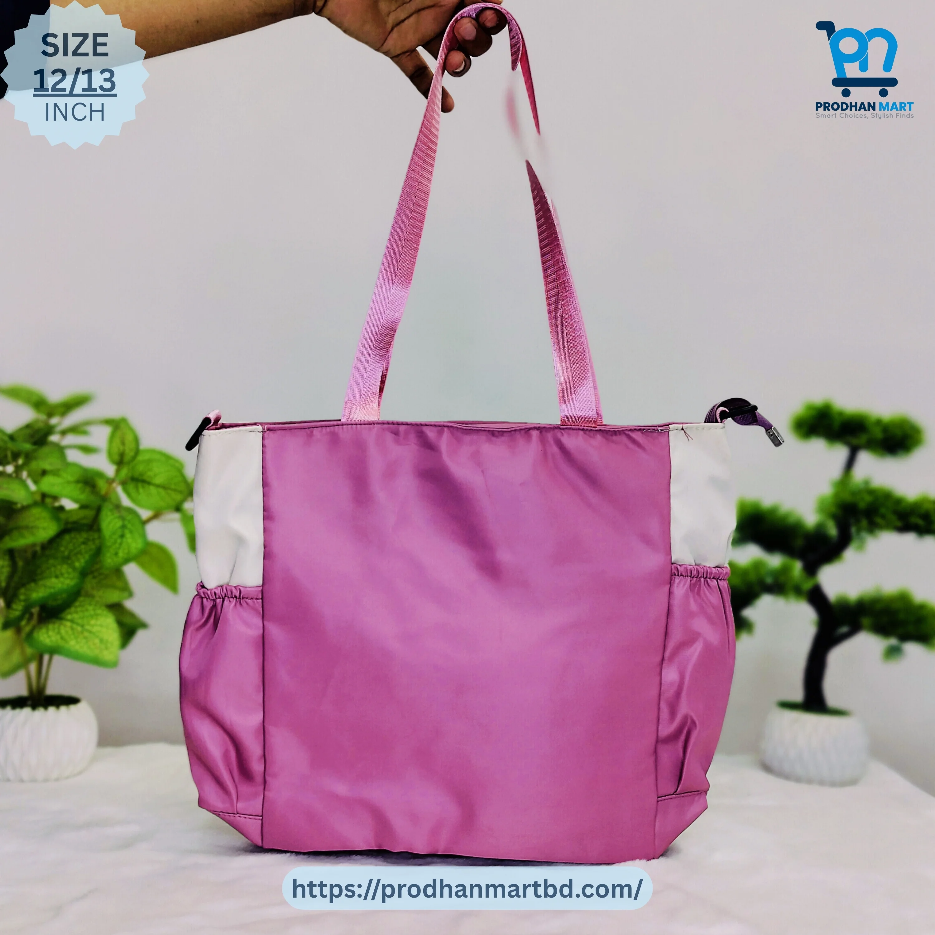 Cartoon Tote Backpack (Off White & Pink) Cartoon Tote Backpack (Off White & Pink)
