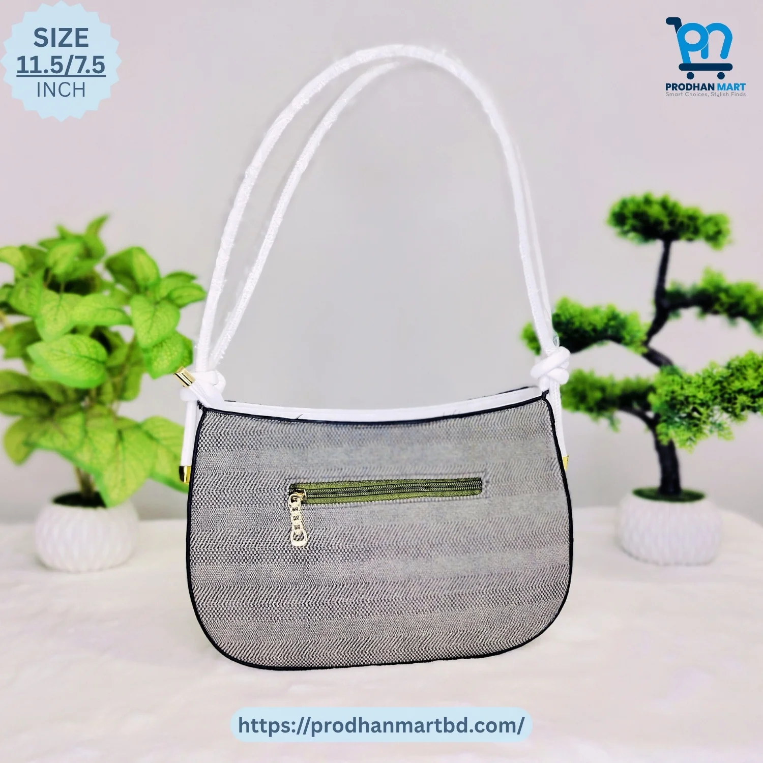 Classic Two-Tone Shoulder Bag (White & Grey Color) Classic Two-Tone Shoulder Bag (White & Grey Color)