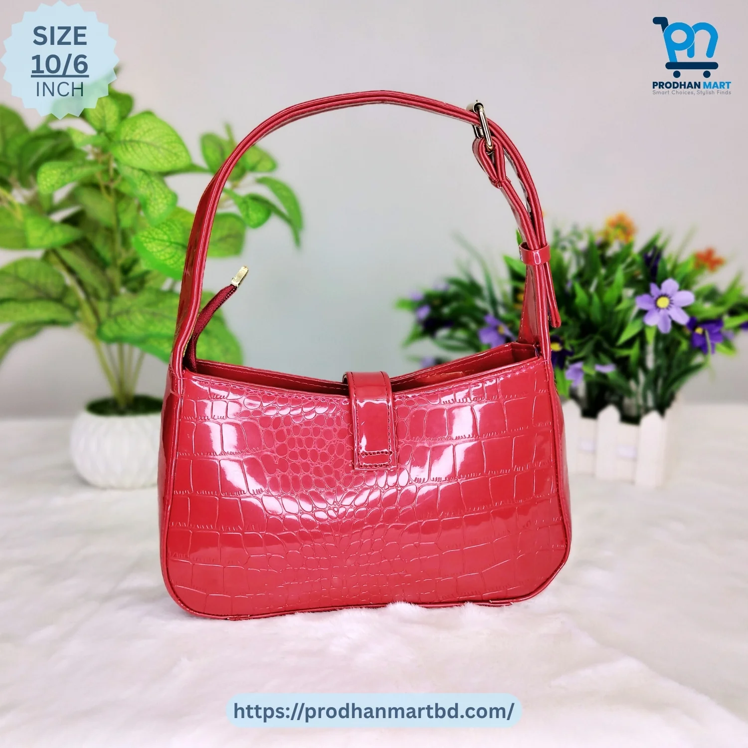 Classic Glossy Shoulder Bag (Cherry Red Color) Classic Glossy Shoulder Bag (Cherry Red Color)