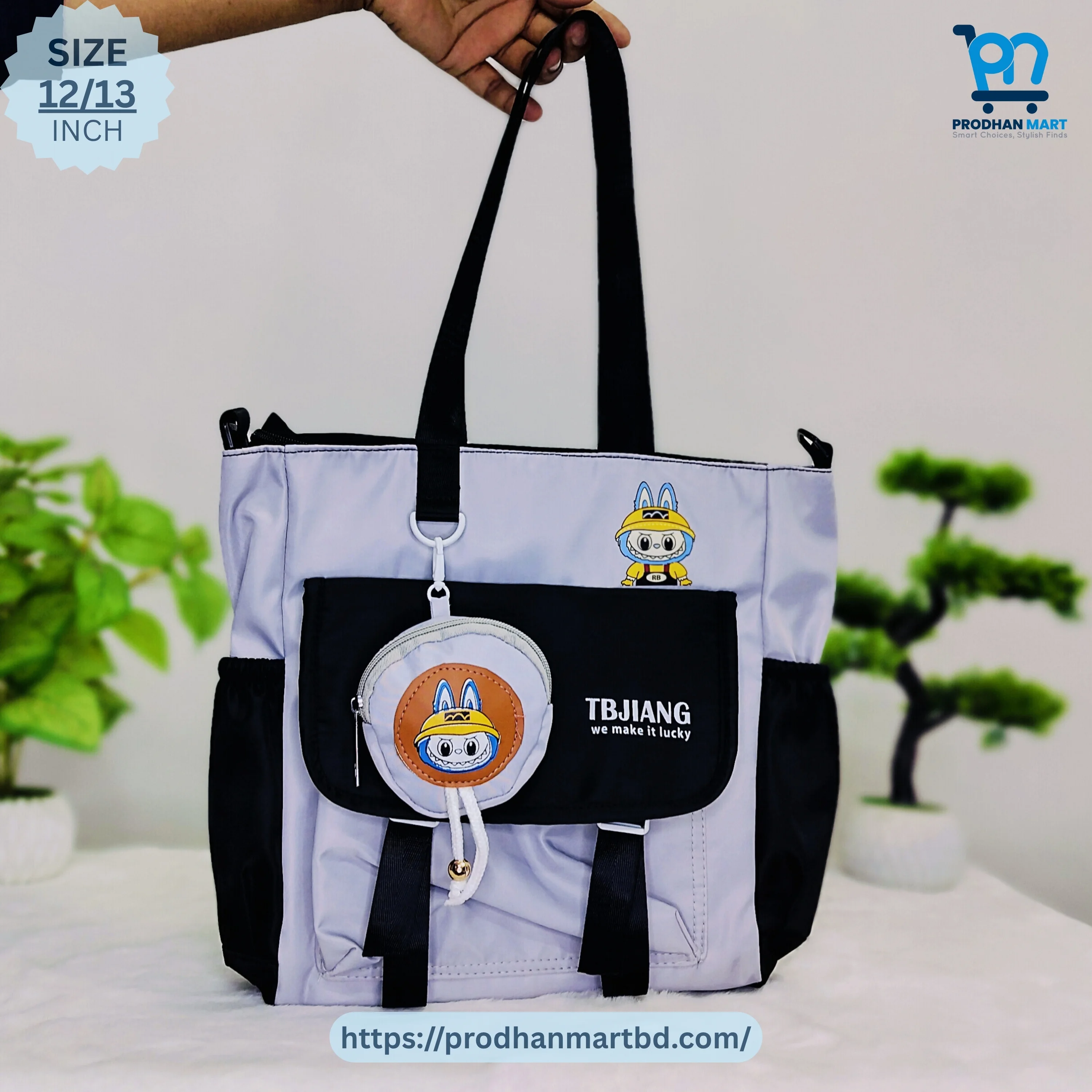 Cartoon Tote Backpack (Gray & Black) Cartoon Tote Backpack (Gray & Black)