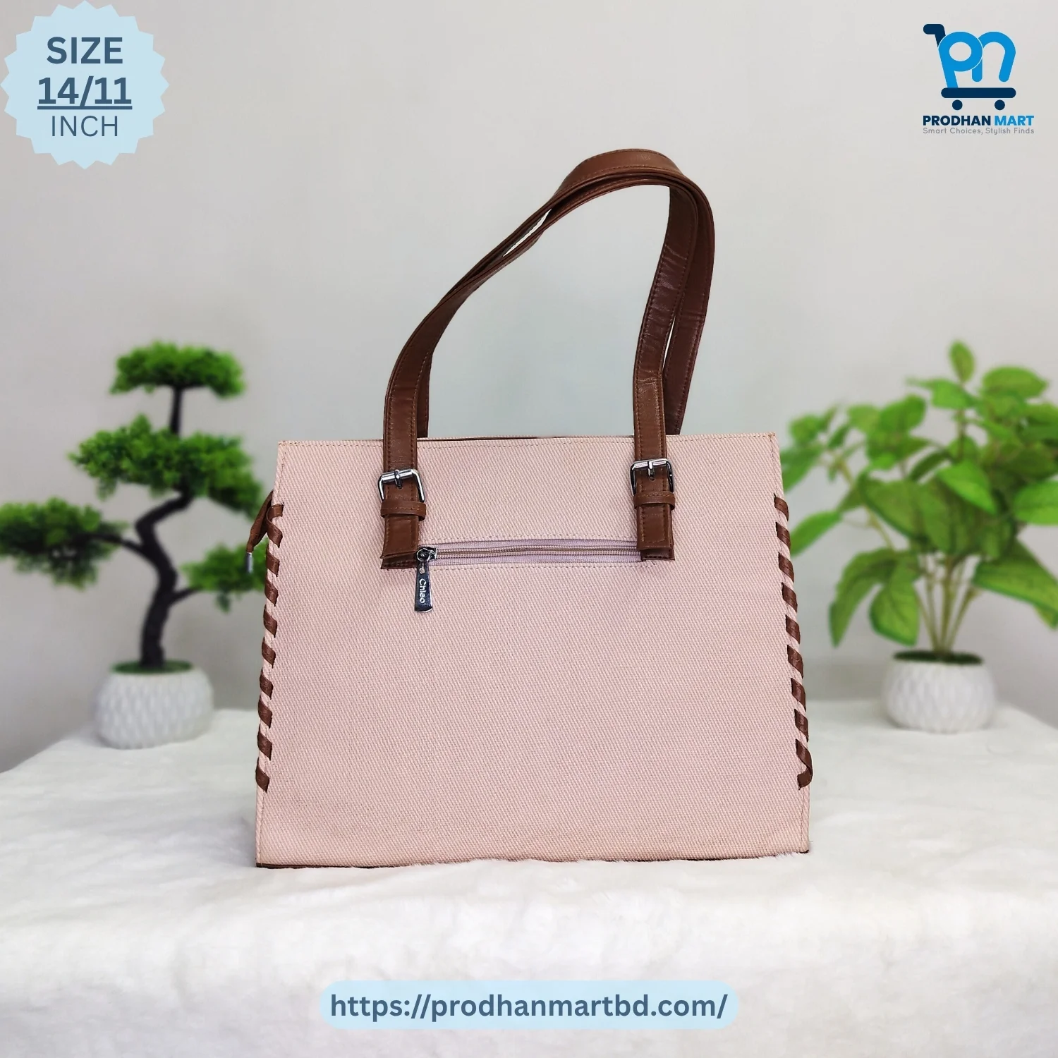 Classic Side-Stitched Handbag (Pink Color) Classic Side-Stitched Handbag (Pink Color)