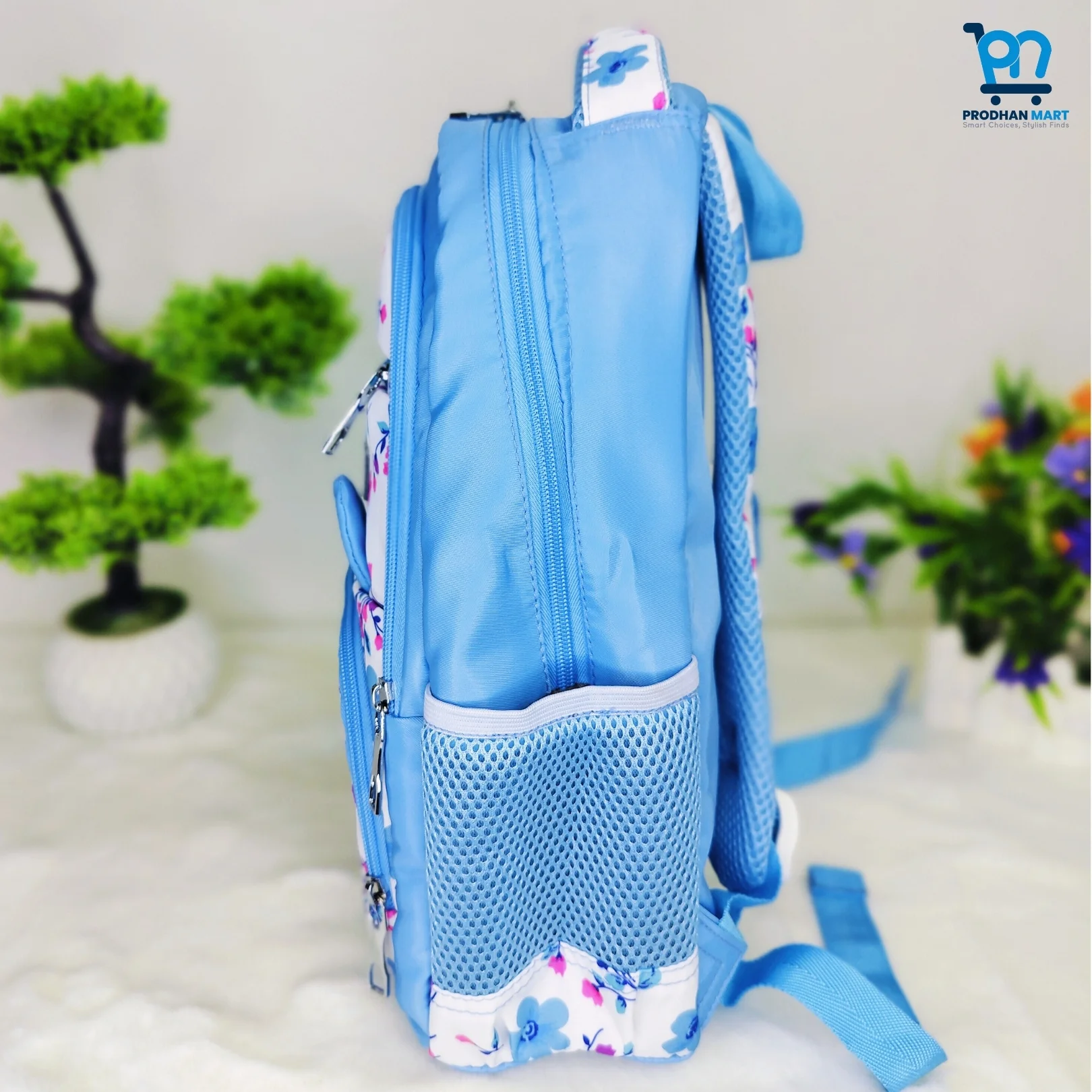 (Class 0-3) Floral Print School Bag (Light Blue Color) (Class 0-3) Floral Print School Bag (Light Blue Color)