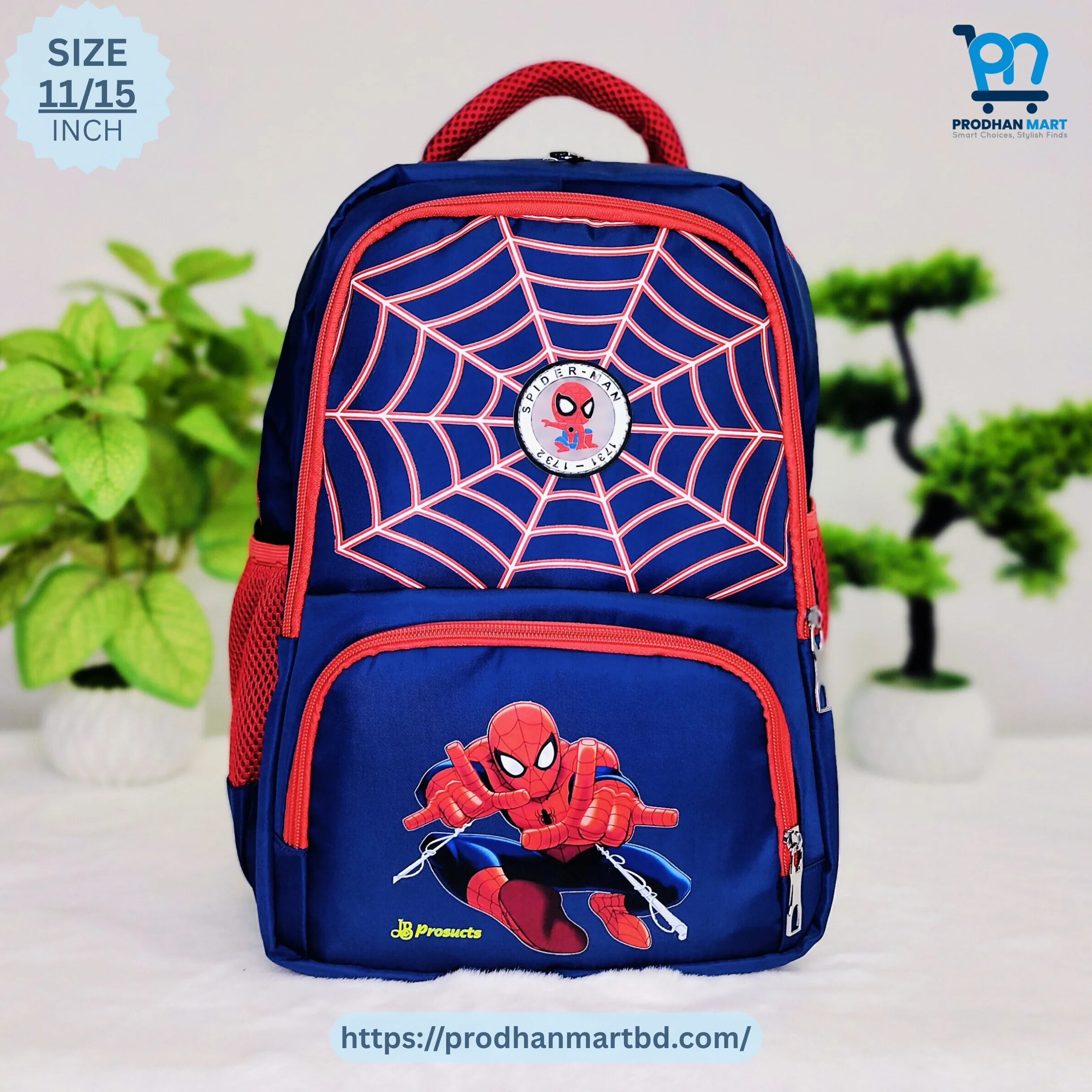 (Class 0-3) Spider Man School Bag (Navy Blue Color)