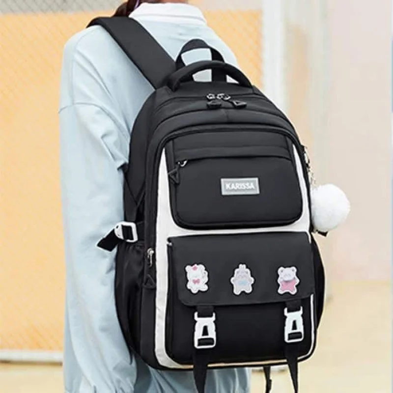 (Class 3-7) Semi-Waterproof Primary School Bag (Black Color)