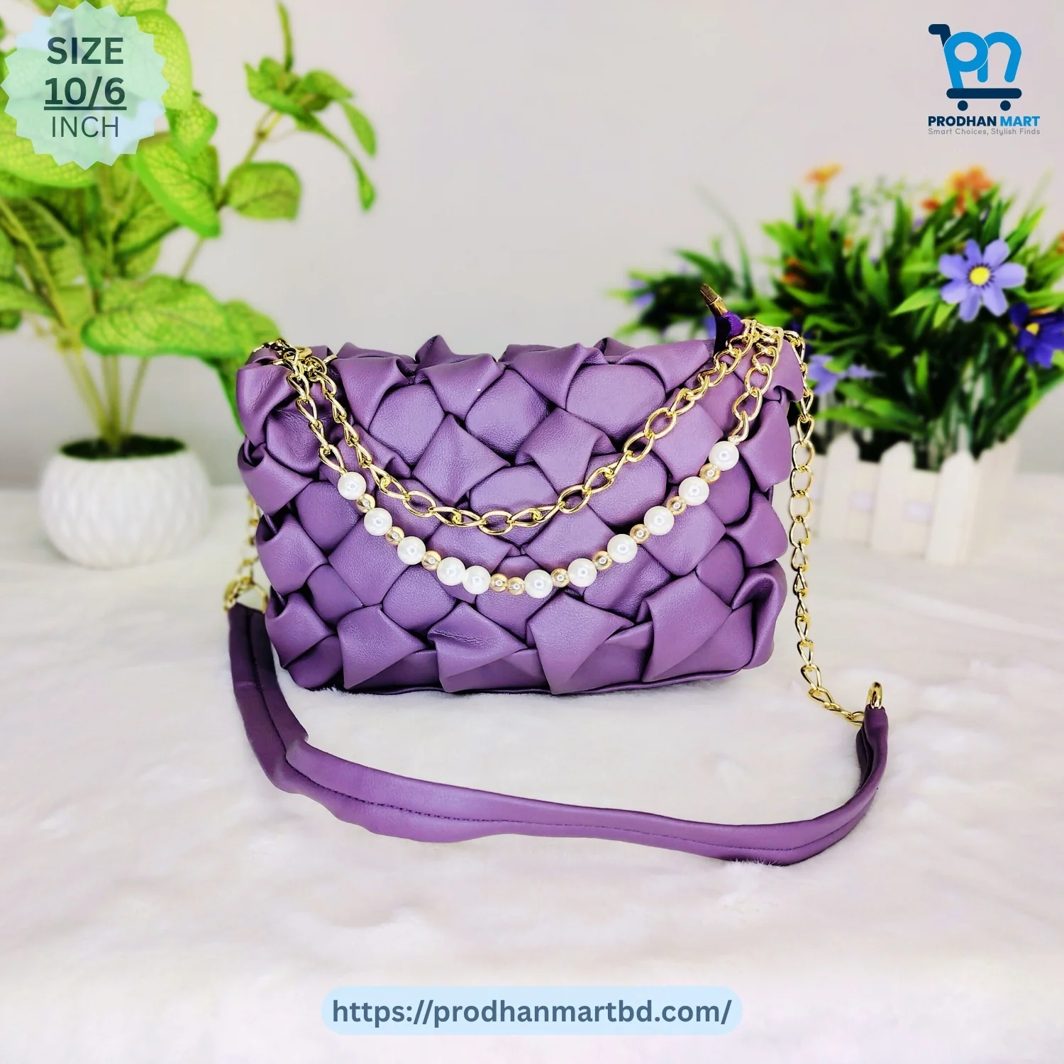 Luxury Pearl Chain Shoulder Bag (Lavender Purple Color)
