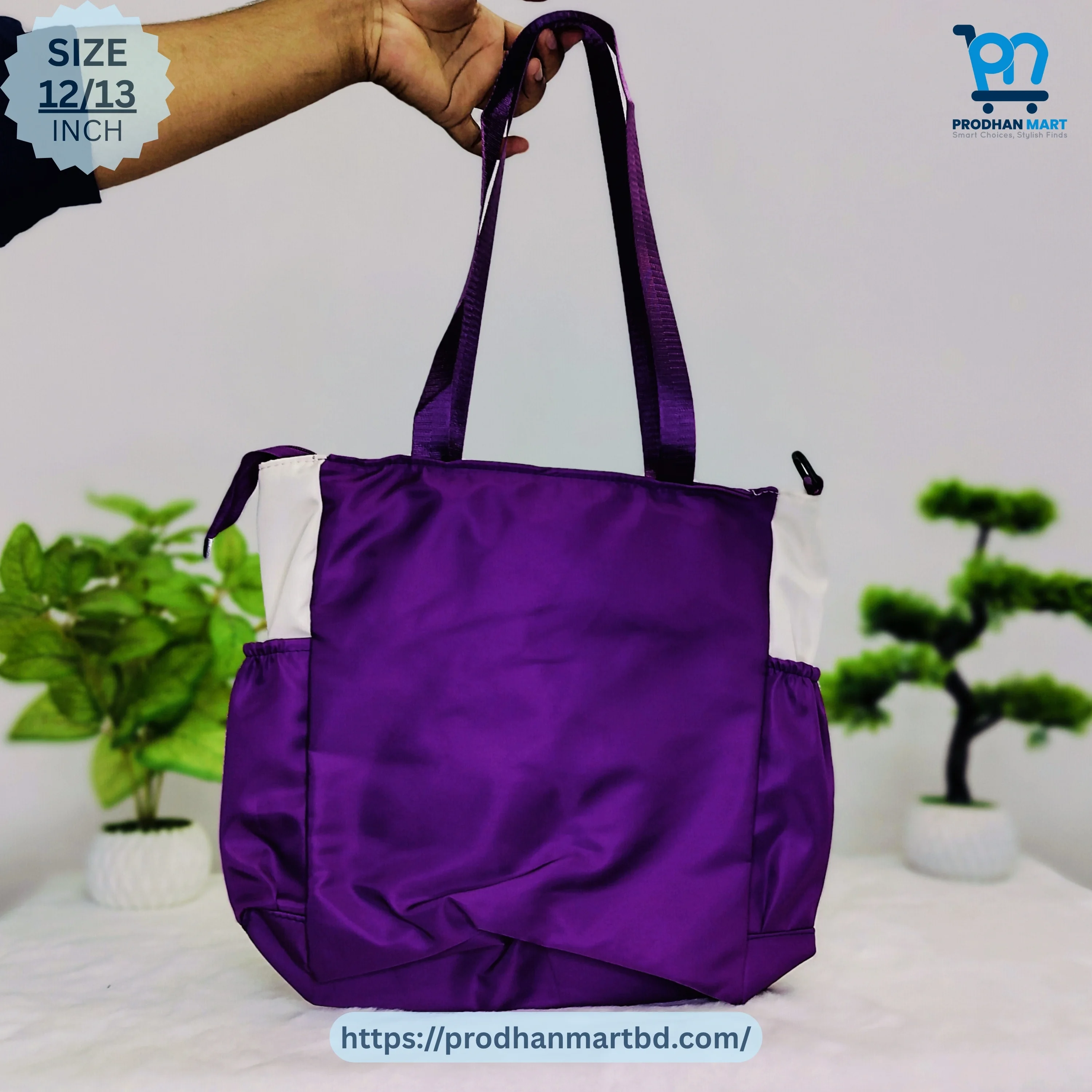 Cartoon Tote Backpack (Off White & Purple) Cartoon Tote Backpack (Off White & Purple)