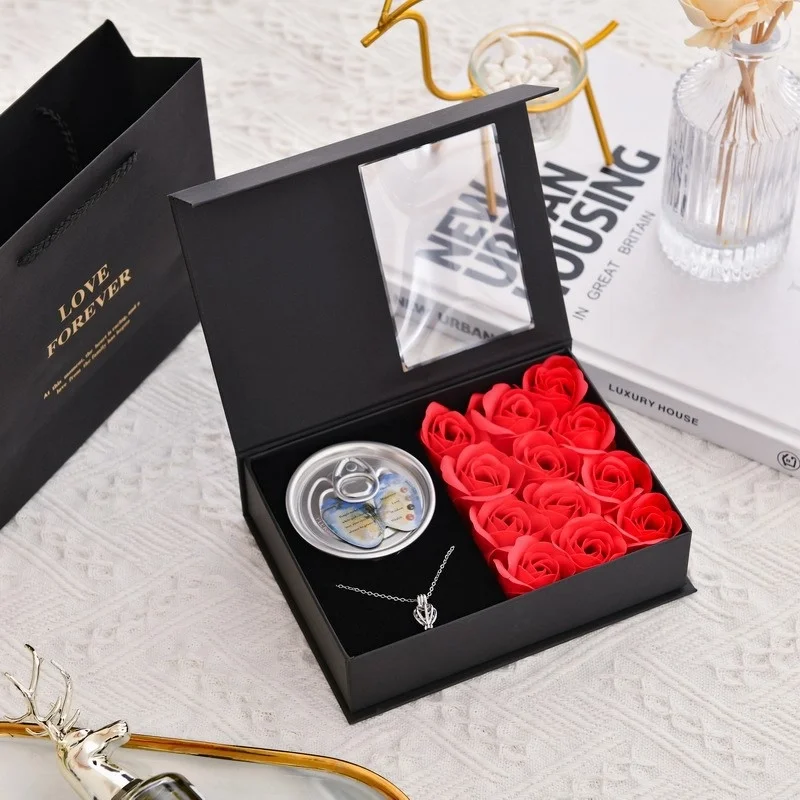 Love Forever Rose Pearl Necklace Luxury Combo Gift With Bag