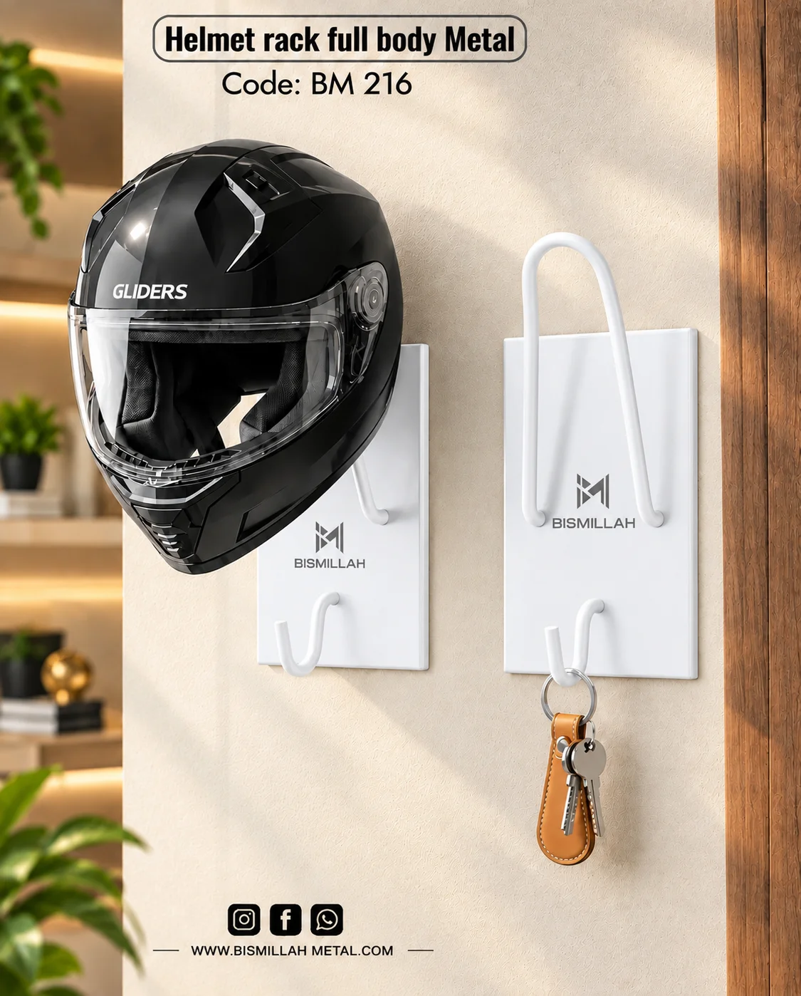 Wall hangging helmet rack-BM216