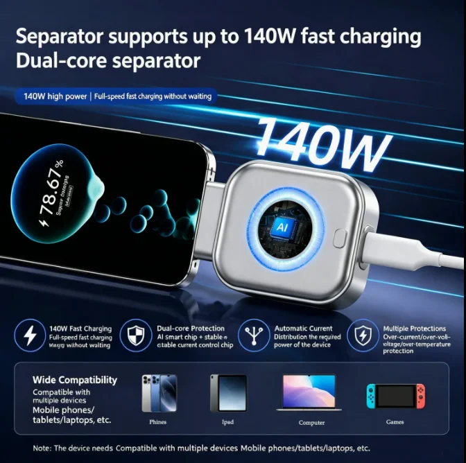 140w Full Charge Separator – Type-C Auto Power Cut-Off Charging Protector
