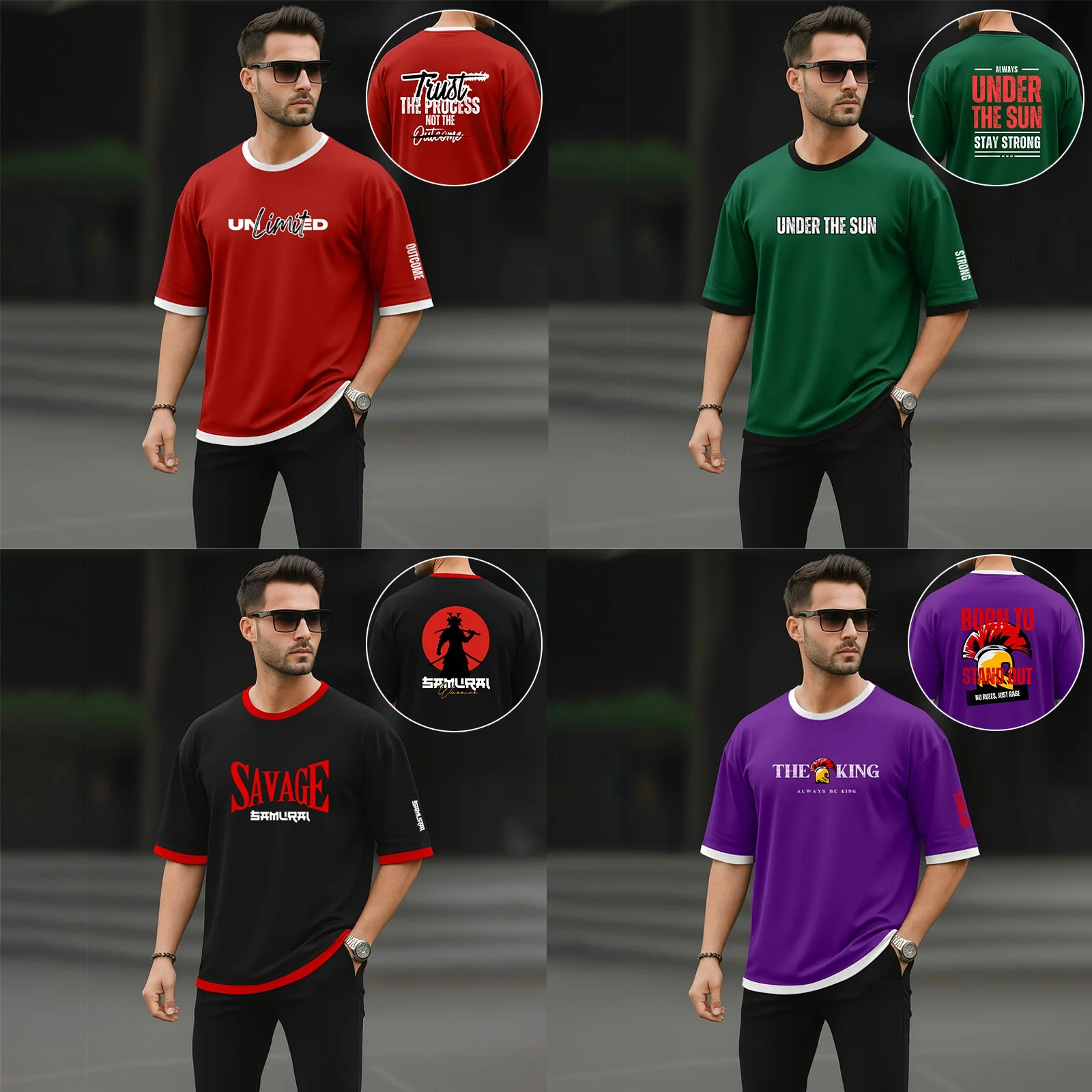 Stylish 4pc combo Drop Shoulder T-shirt