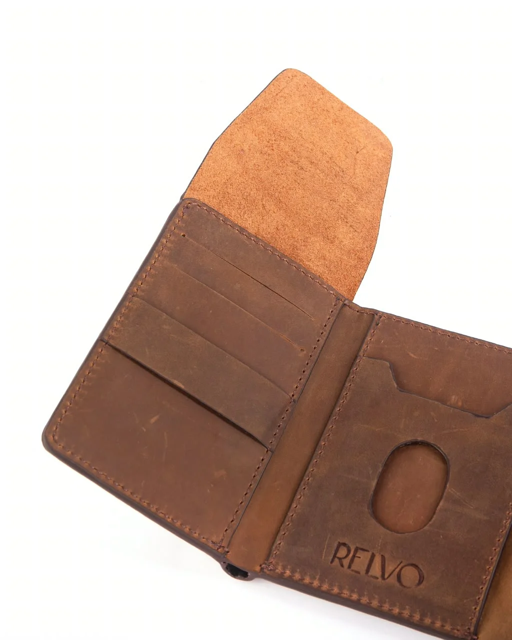 Vintage Oil Pull-Up Leather Wallet | Tri-Fold Vintage Oil Pull-Up Leather Wallet | Tri-Fold