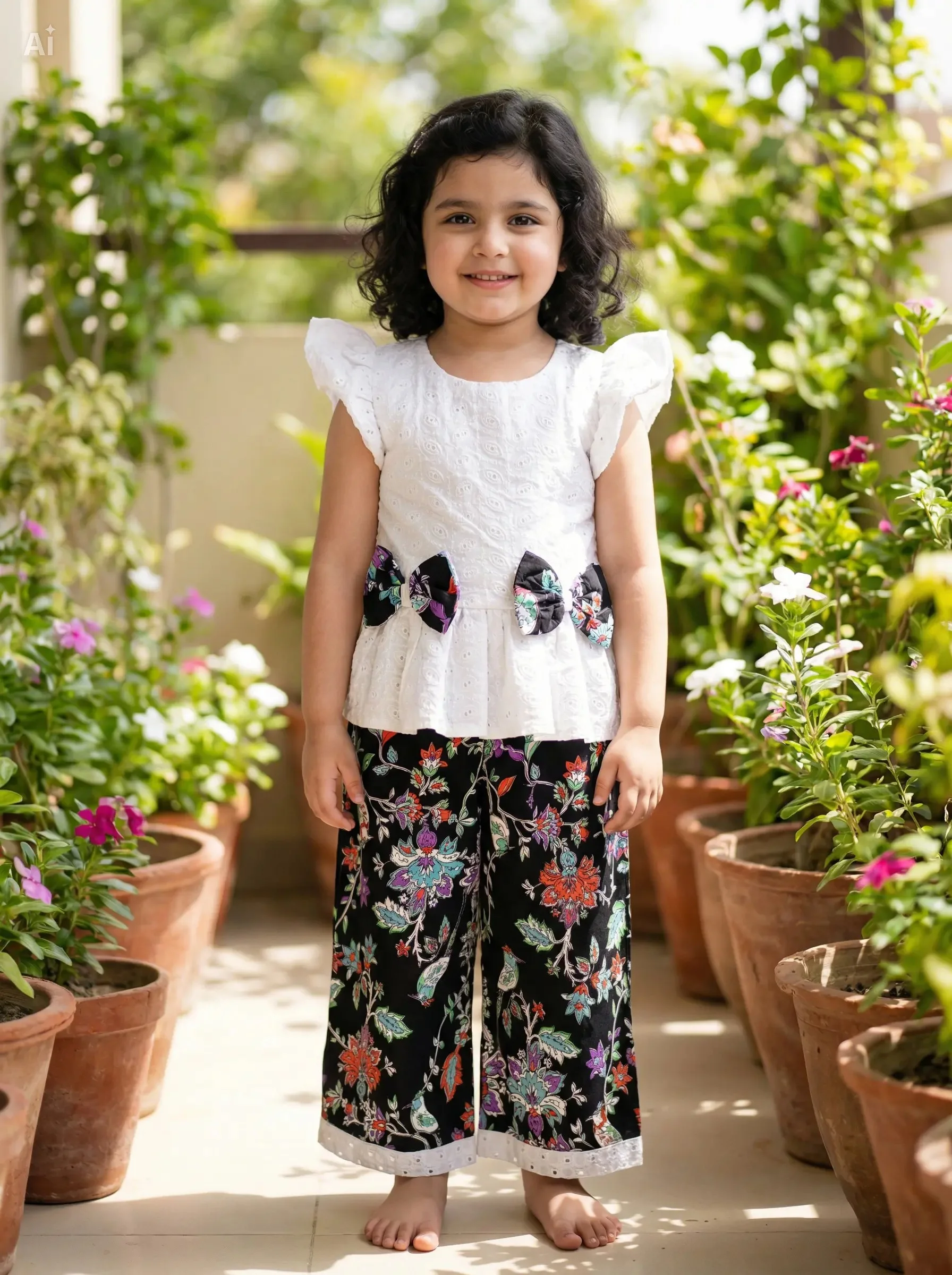 Premium Summer Party Set with Chicken Top & Georgette Bottom for Girls (18 Months – 6 Years) চিকেন টপ + জর্জেট বটম সামার পার্টি সেট