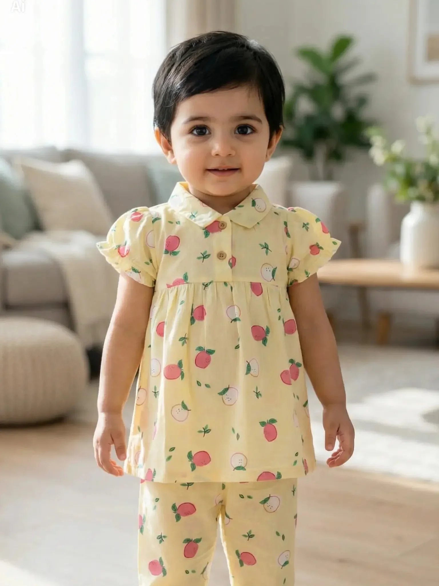 Extra Soft Linen Cotton Two-Piece Baby Girl Set (6 Months – 6 Years)এক্সট্রা সফট লিনেন কটন টু পিস সেট