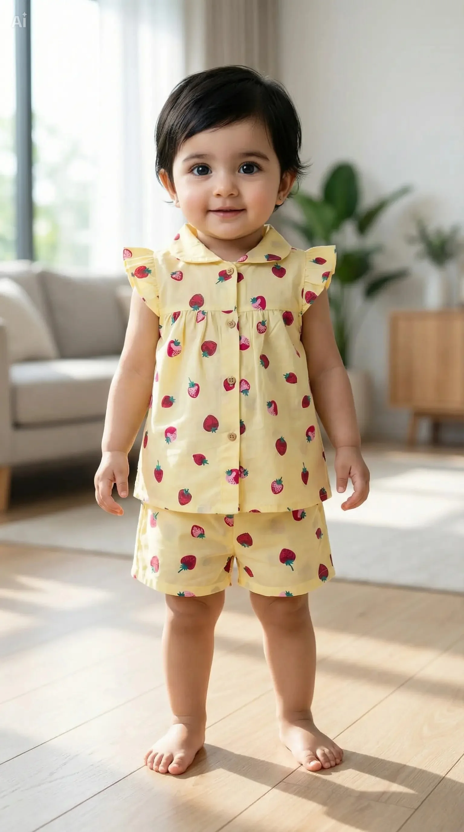 Stylish Pure Cotton Frock with Pant Set for Baby Girls (5 Months – 4 Years) পিউর কটন স্টাইলিশ ফ্রক + প্যান্ট সেট