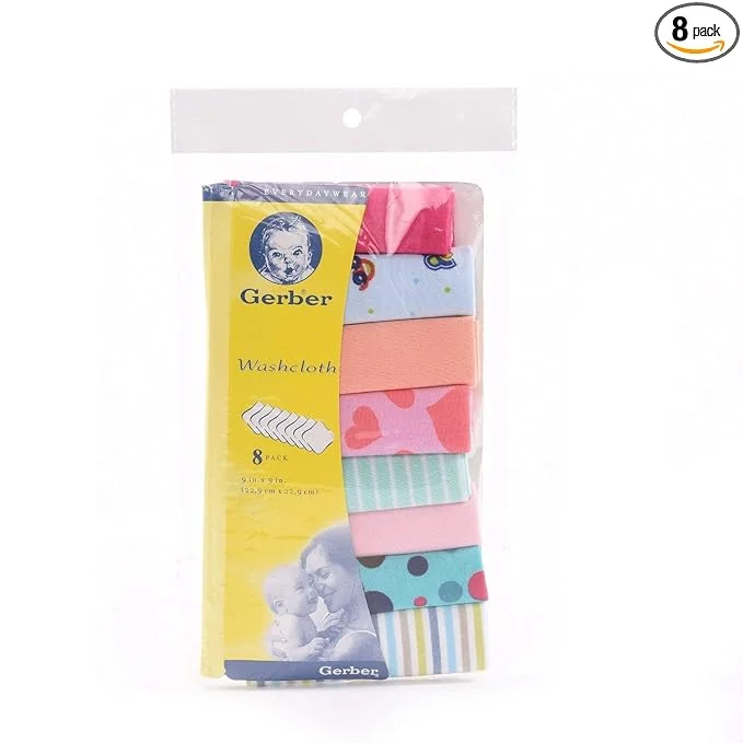 Gerber Wash Cloth Pack of 8 Multi color Size – 21 cm X 21 cm Gerber Wash Cloth Pack of 8 Multi color Size – 21 cm X 21 cm