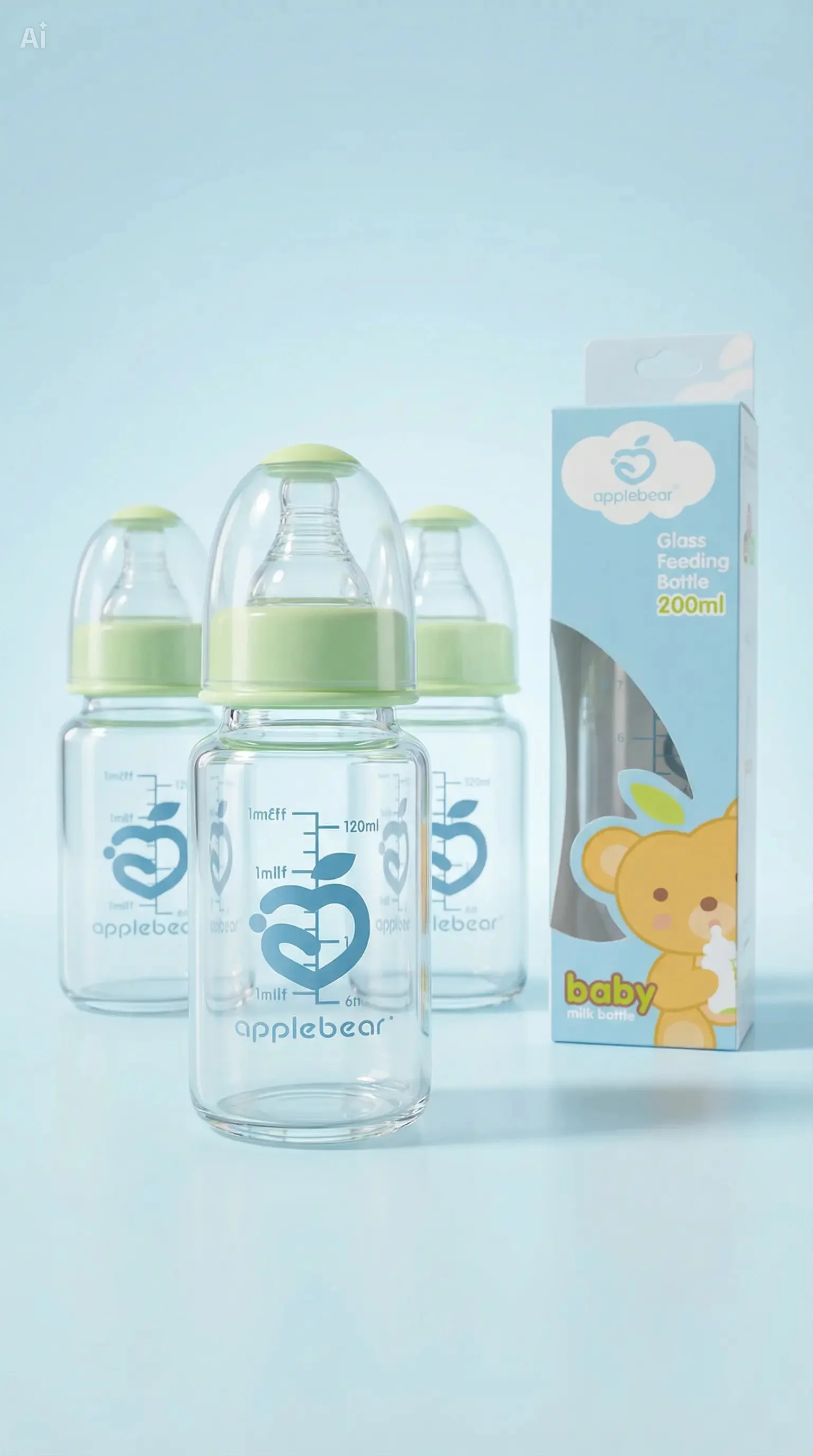 Applebear Glass Feeding Bottle Applebear Glass Feeding Bottle