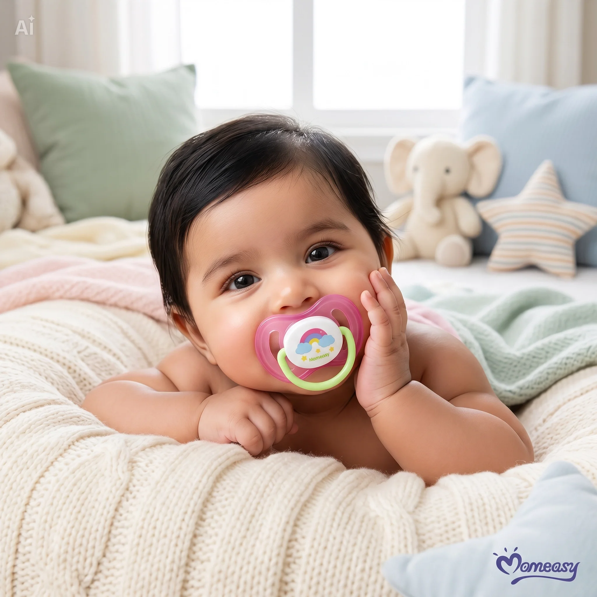 MomEasy Silicone Pacifier with Protective Cap  – 2 Pcs