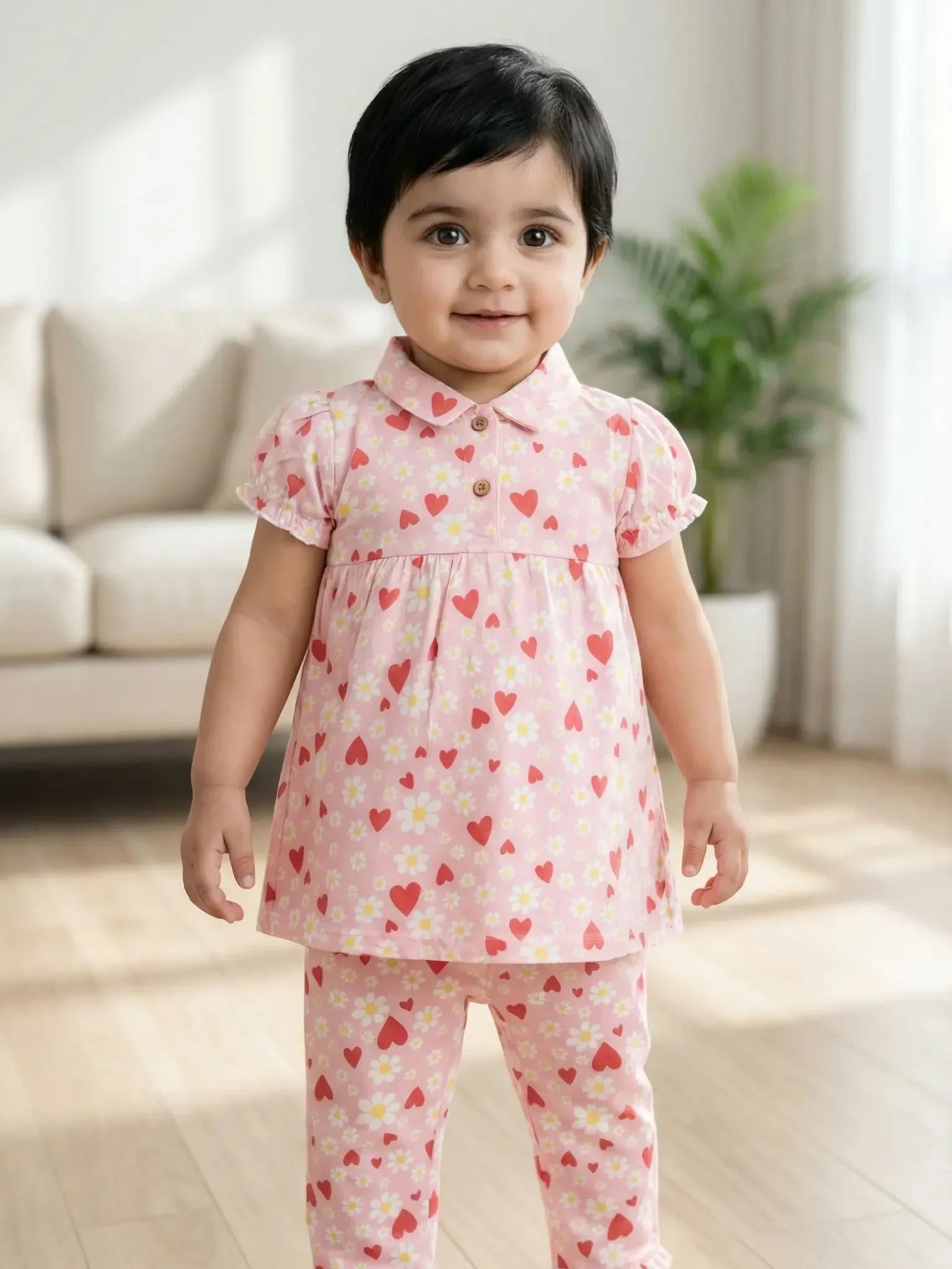 Extra Soft Linen Cotton Two-Piece Baby Girl Set (6 Months – 6 Years)এক্সট্রা সফট লিনেন কটন টু পিস সেট