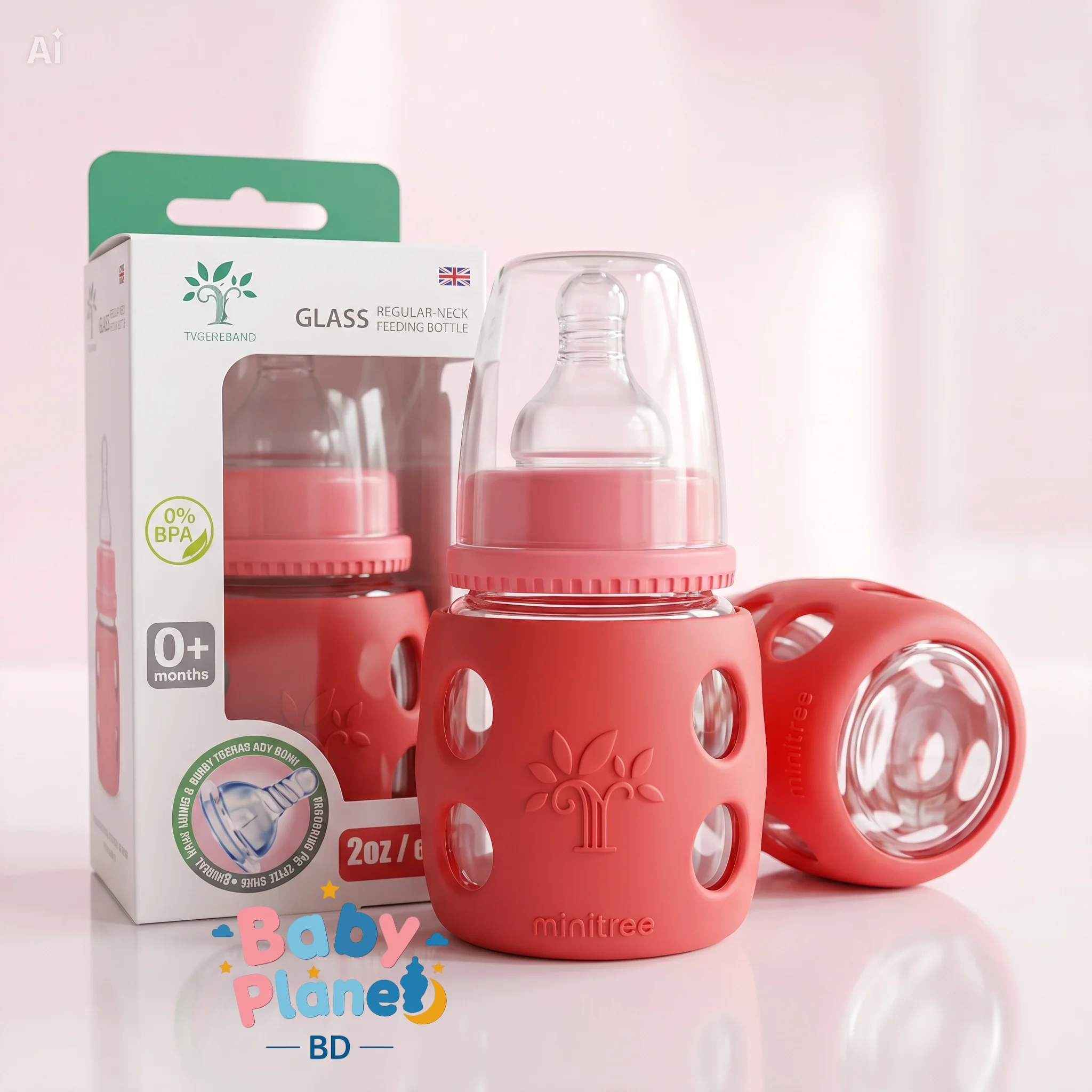 Mumlove Baby Feeder Double Protection Unbreakable Glass Body Feeding Bottle with Handle & Silicon Cover Mumlove Baby Feeder Double Protection Unbreakable Glass Body Feeding Bottle with Handle & Silicon Cover