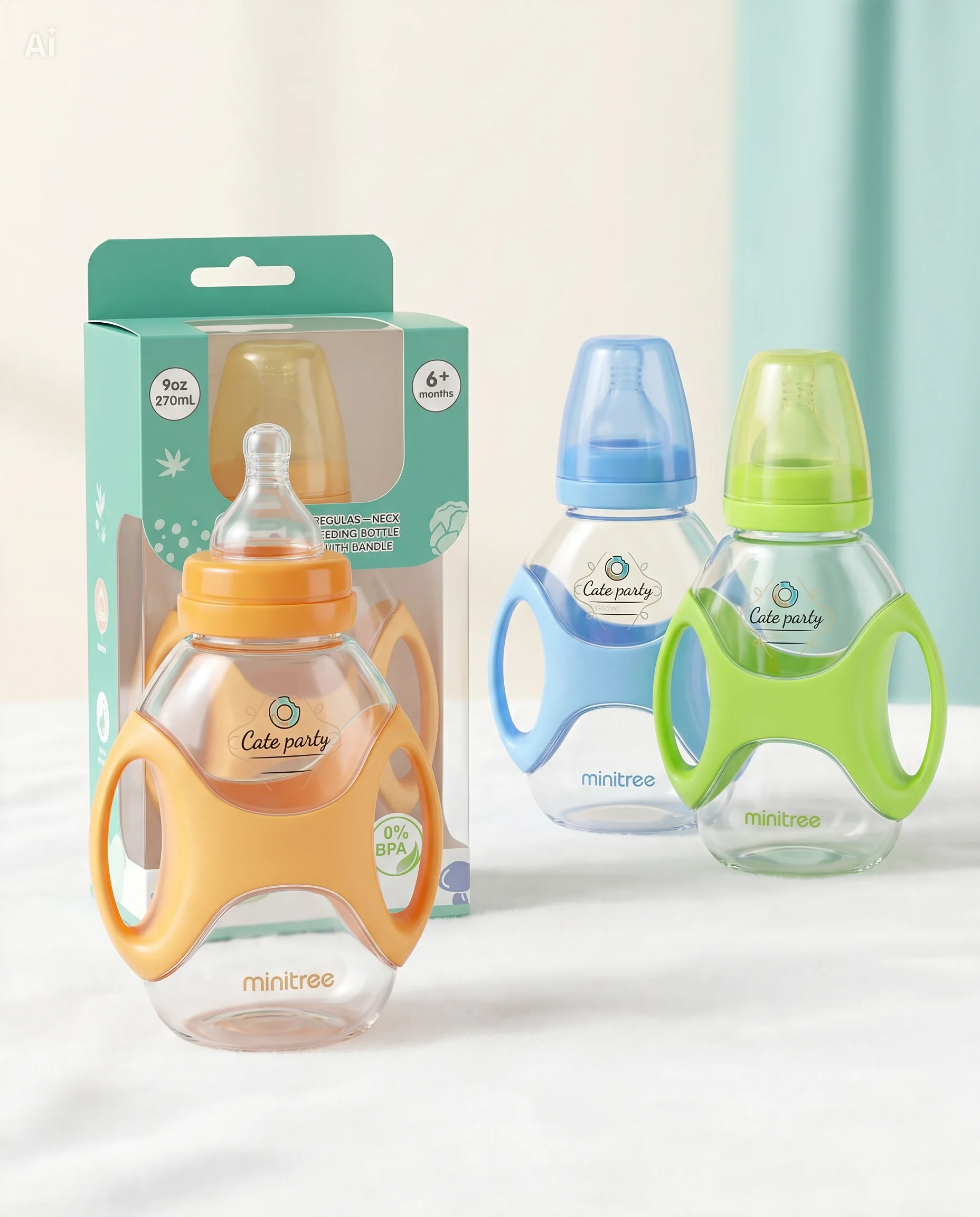 Minitree Cute Design PP Baby Feeder with Handle (150ml / 270ml)