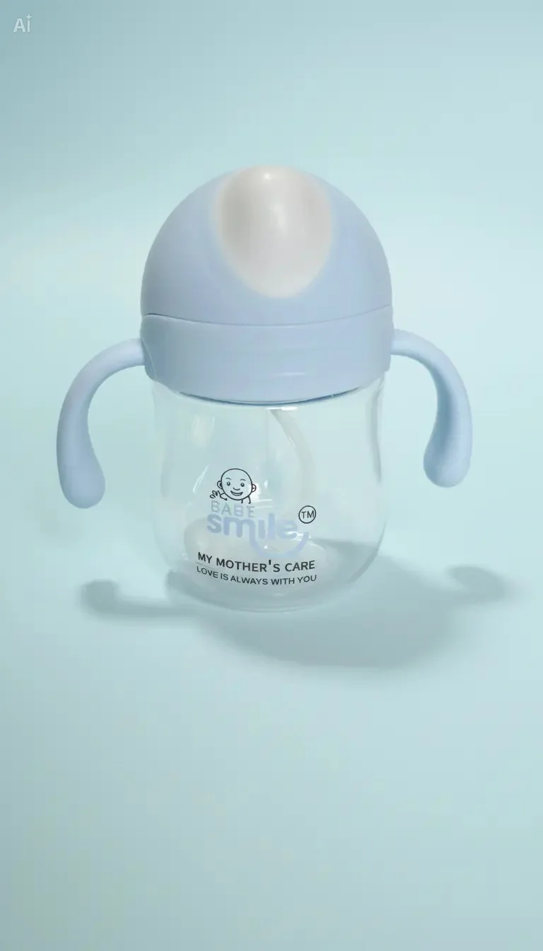 Cute Baby Training Straw Bottle with Handle (300ml)