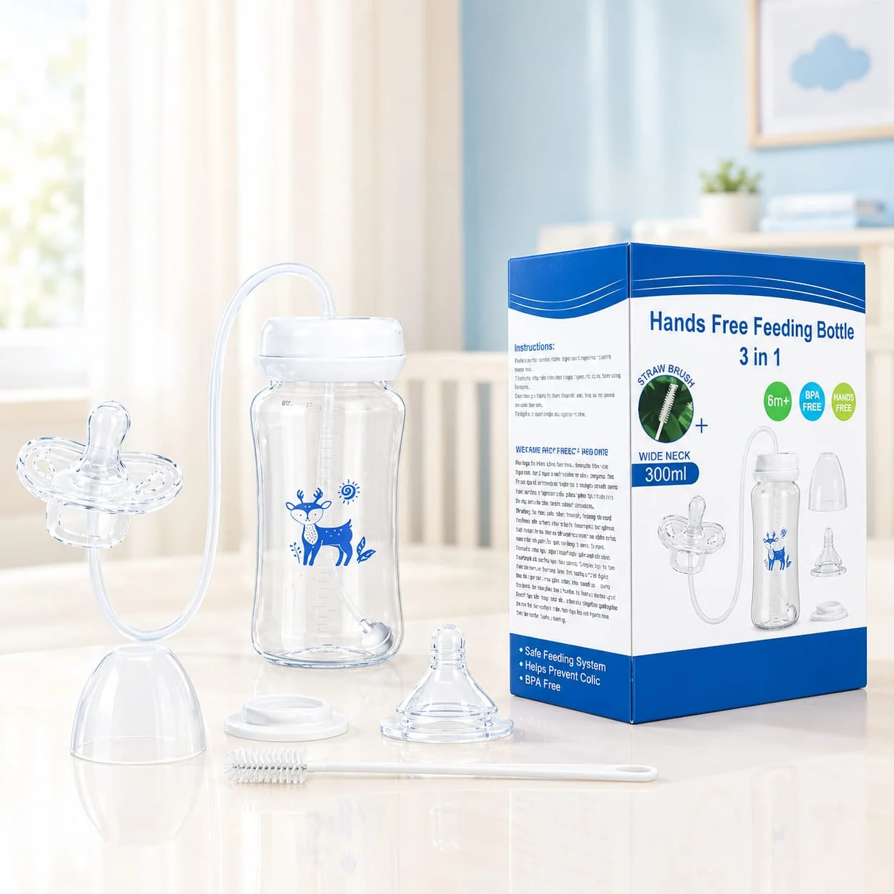 Hands-Free Baby PP Feeding Bottle