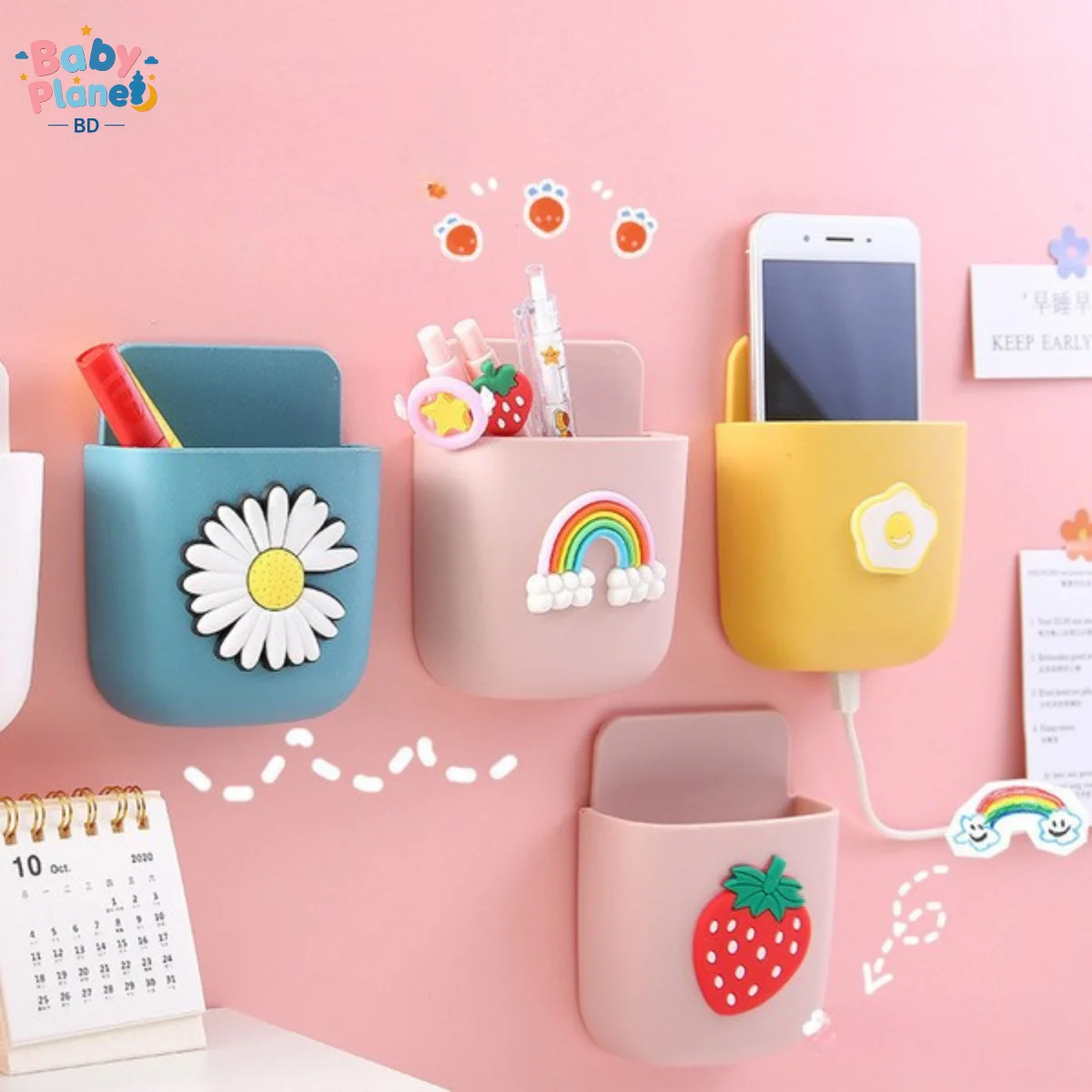 Multi-Function Wall Hanging Storage Rack – Bedside Phone Holder