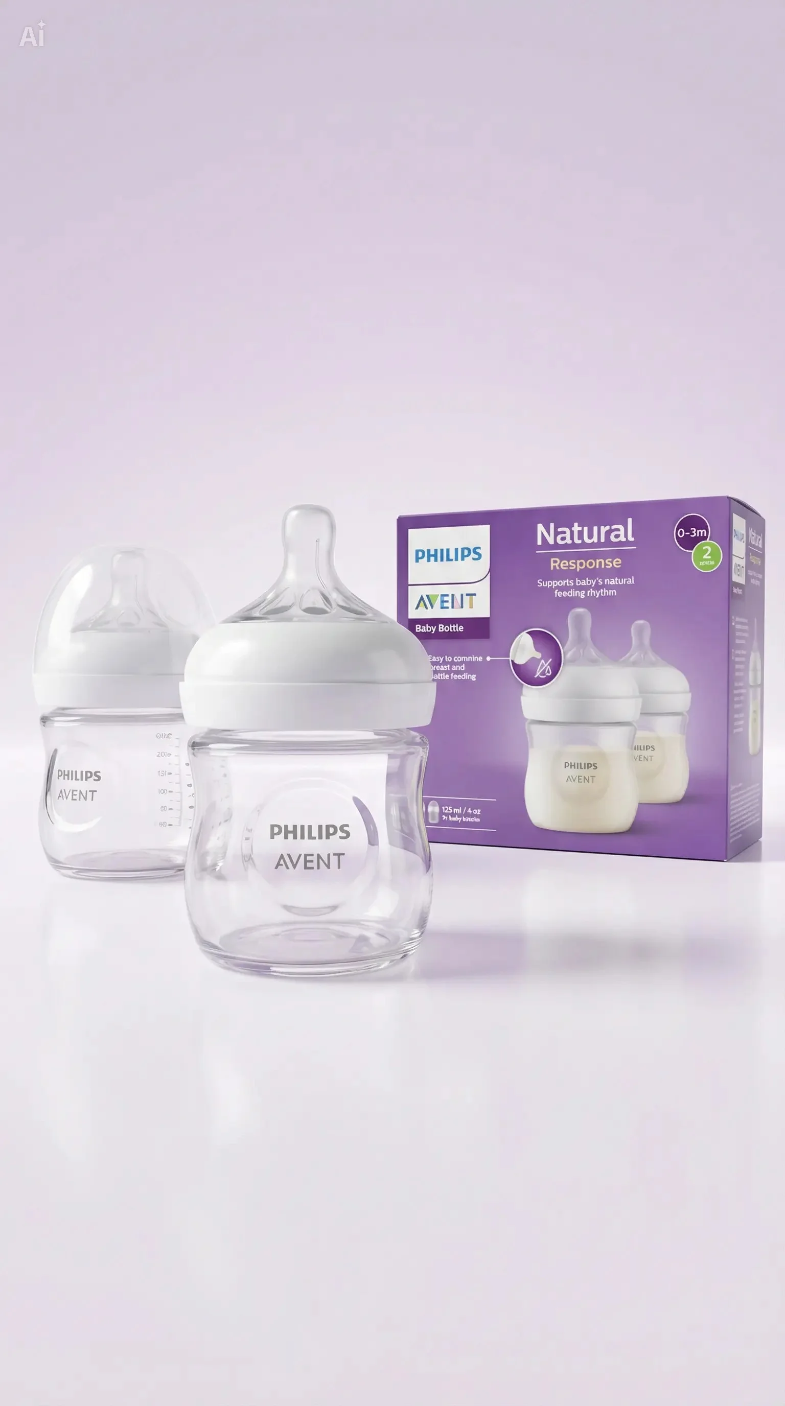 Philips Avent Natural Response Plastic Baby Feeder 0m+ 125ml Baby Feeding Bottle