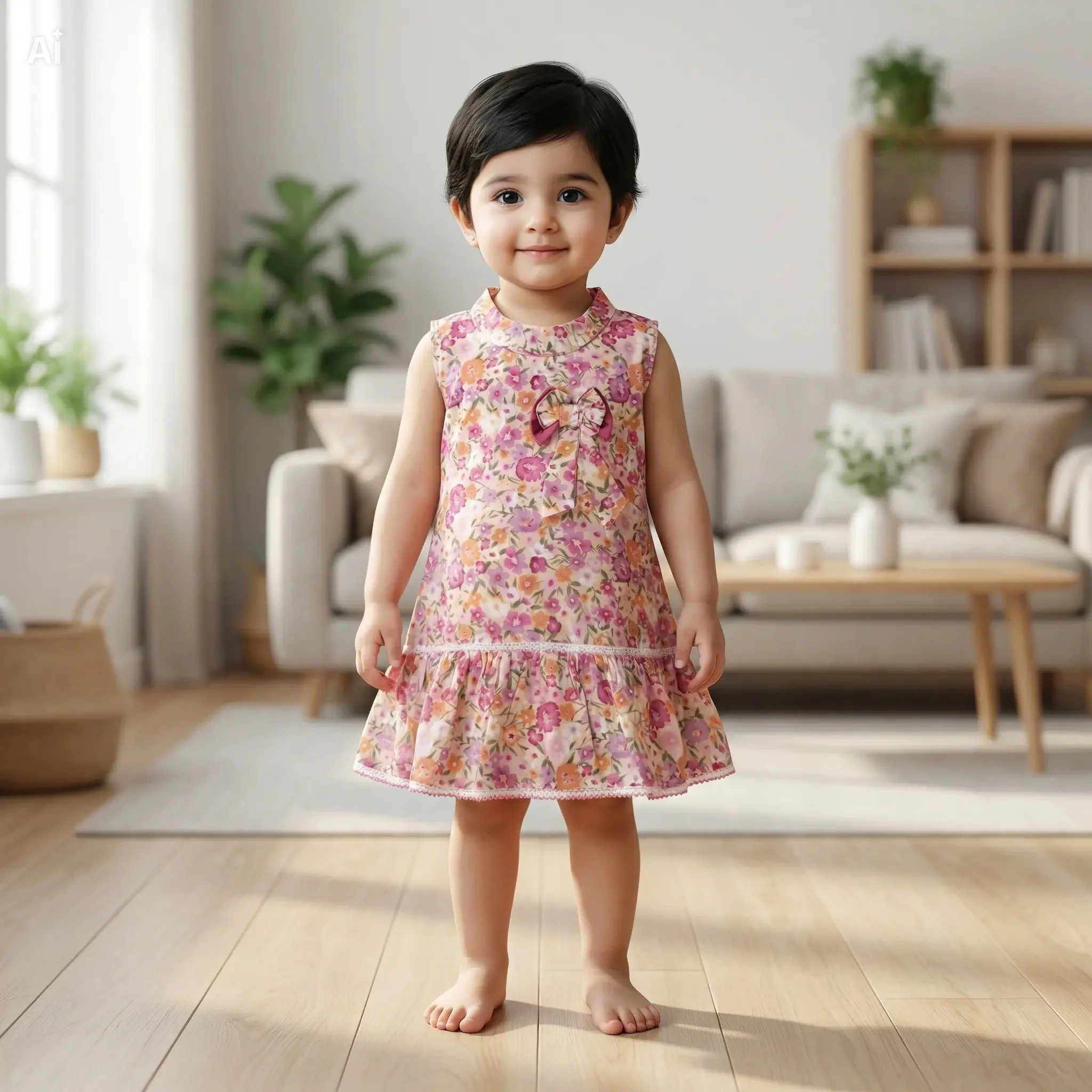 Sleeveless Premium Soft Round Kurti for Baby Girls (2–8 Years) স্লিভলেস প্রিমিয়াম সফট কুর্তি
