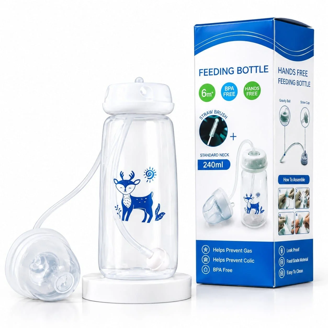 Hands-Free Baby PP Feeding Bottle