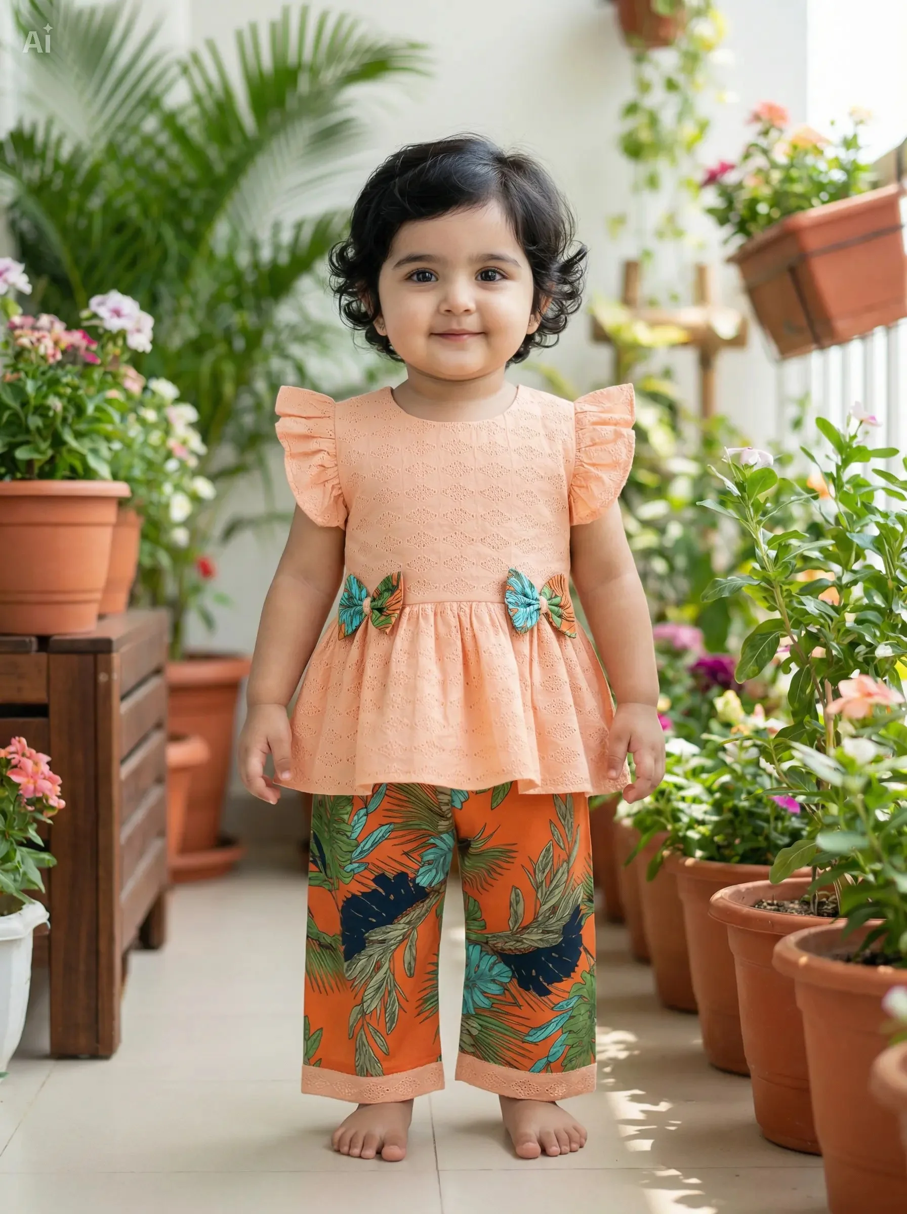 Premium Summer Party Set with Chicken Top & Georgette Bottom for Girls (18 Months – 6 Years) চিকেন টপ + জর্জেট বটম সামার পার্টি সেট
