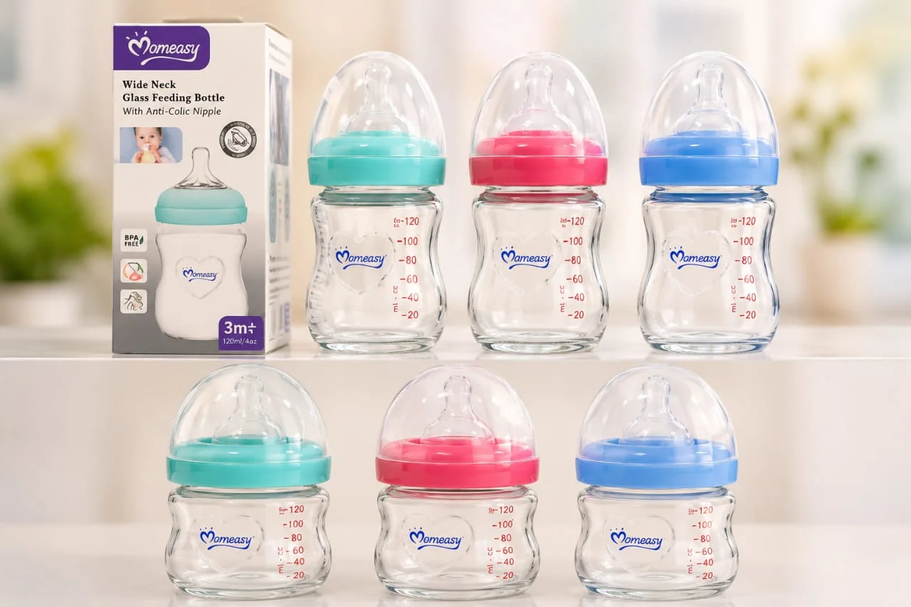 MomEasy Wide Neck Glass Feeding Bottle