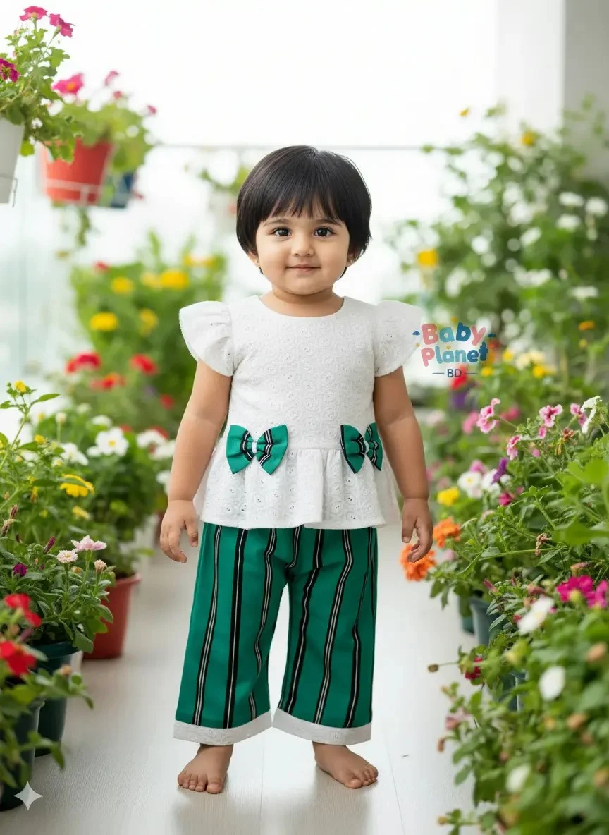 Premium Summer Party Set with Chicken Top & Georgette Bottom for Girls (18 Months – 6 Years) চিকেন টপ + জর্জেট বটম সামার পার্টি সেট