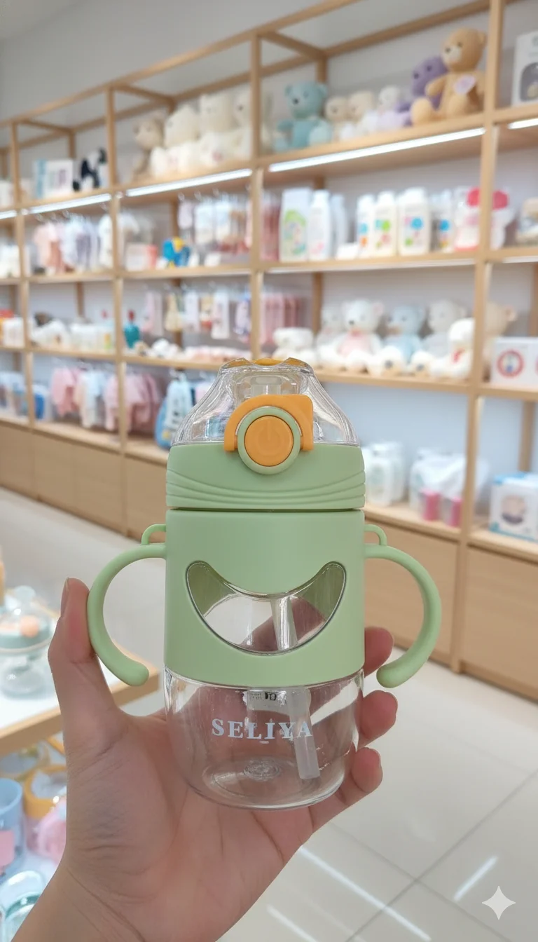 Imported Premium Baby Training Straw Bottle with Handle (420ml) Imported Premium Baby Training Straw Bottle with Handle (420ml)