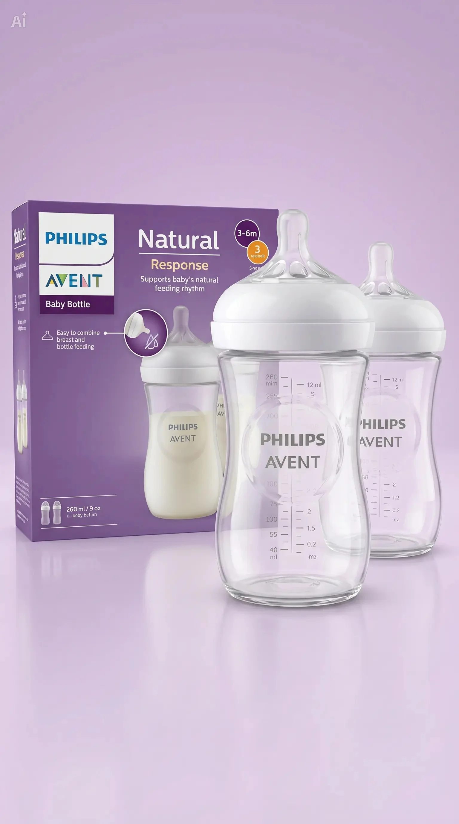 Philips Avent Natural Response Plastic Baby Feeder 1m+ 260ml Baby Feeding Bottle