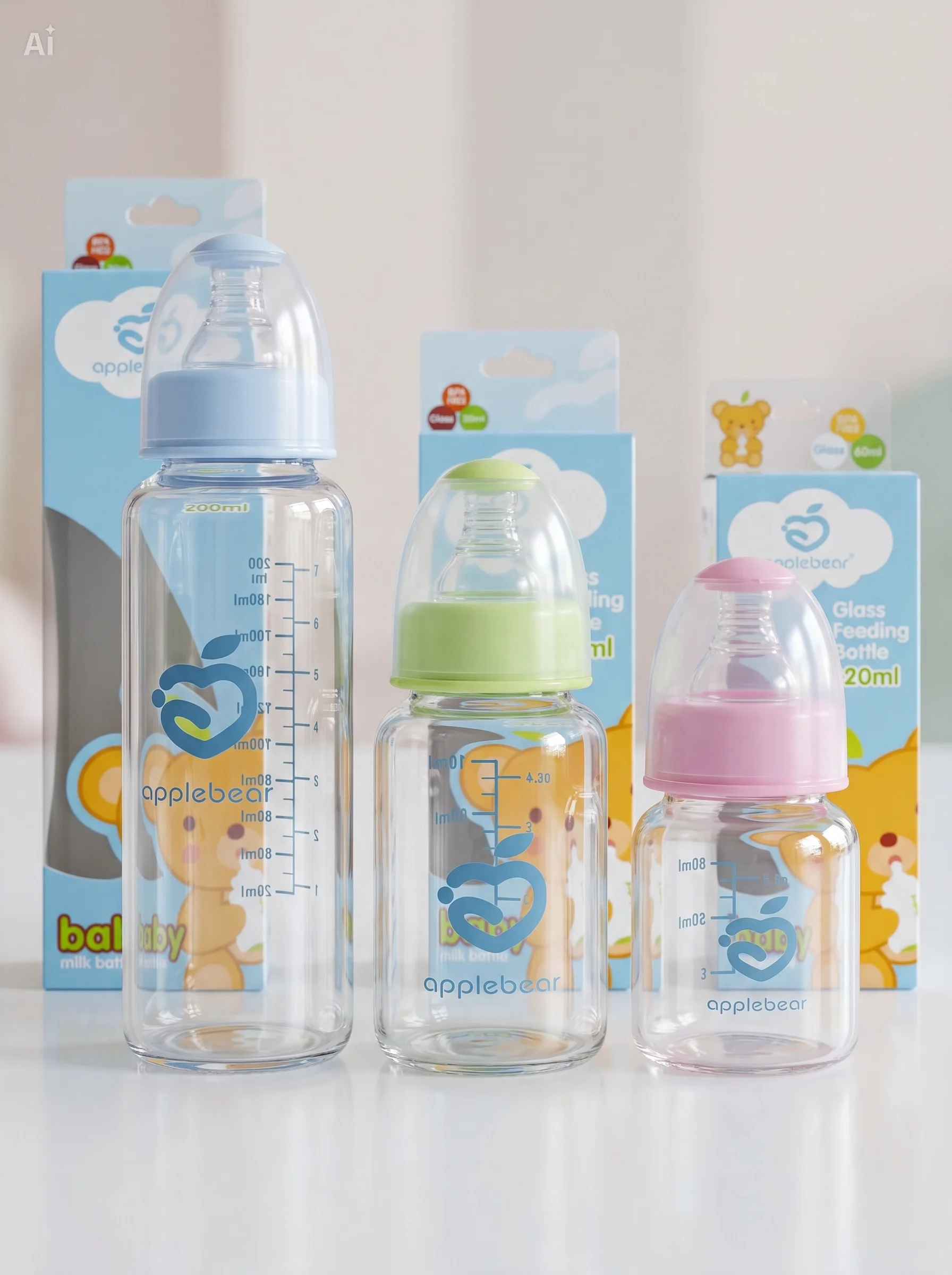 Applebear Glass Feeding Bottle