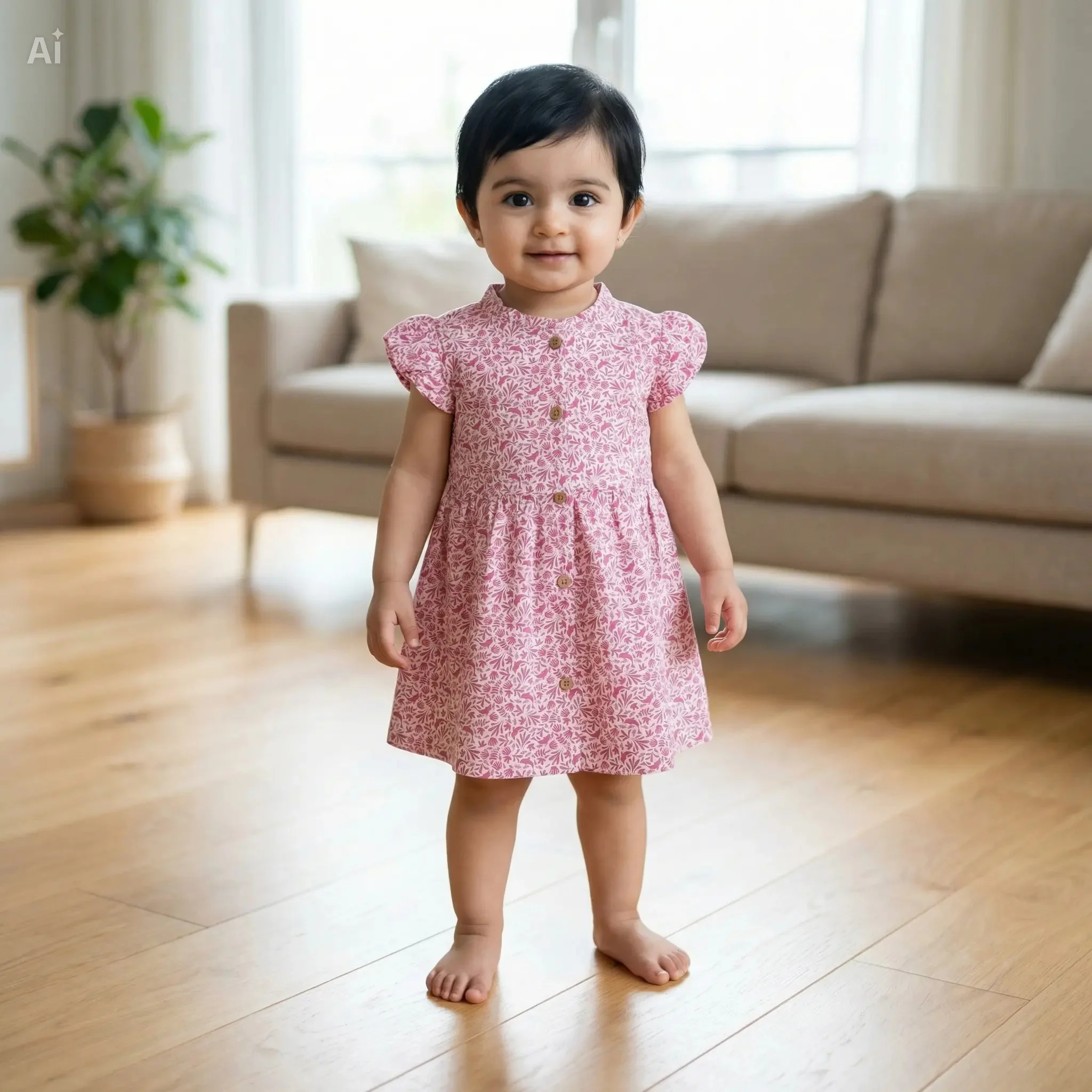 Pure Cotton Lightweight Summer Frock for Baby Girls (5 Months – 4 Years) পিউর কটন সামার ফ্রক