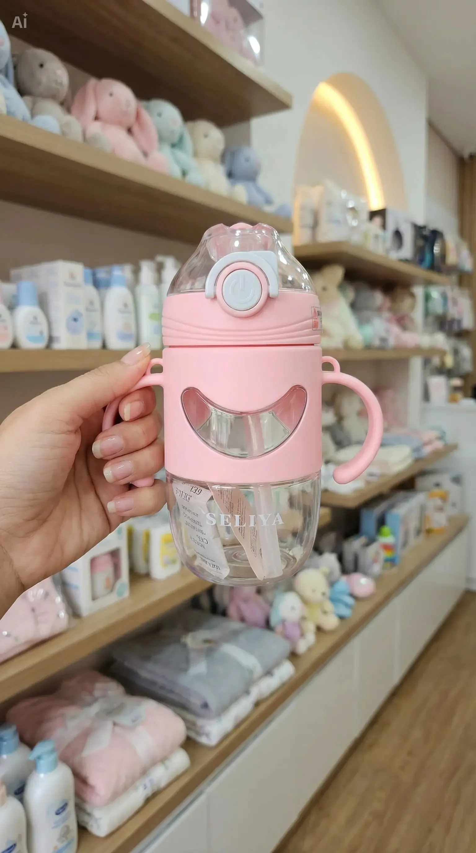 Imported Premium Baby Training Straw Bottle with Handle (420ml)