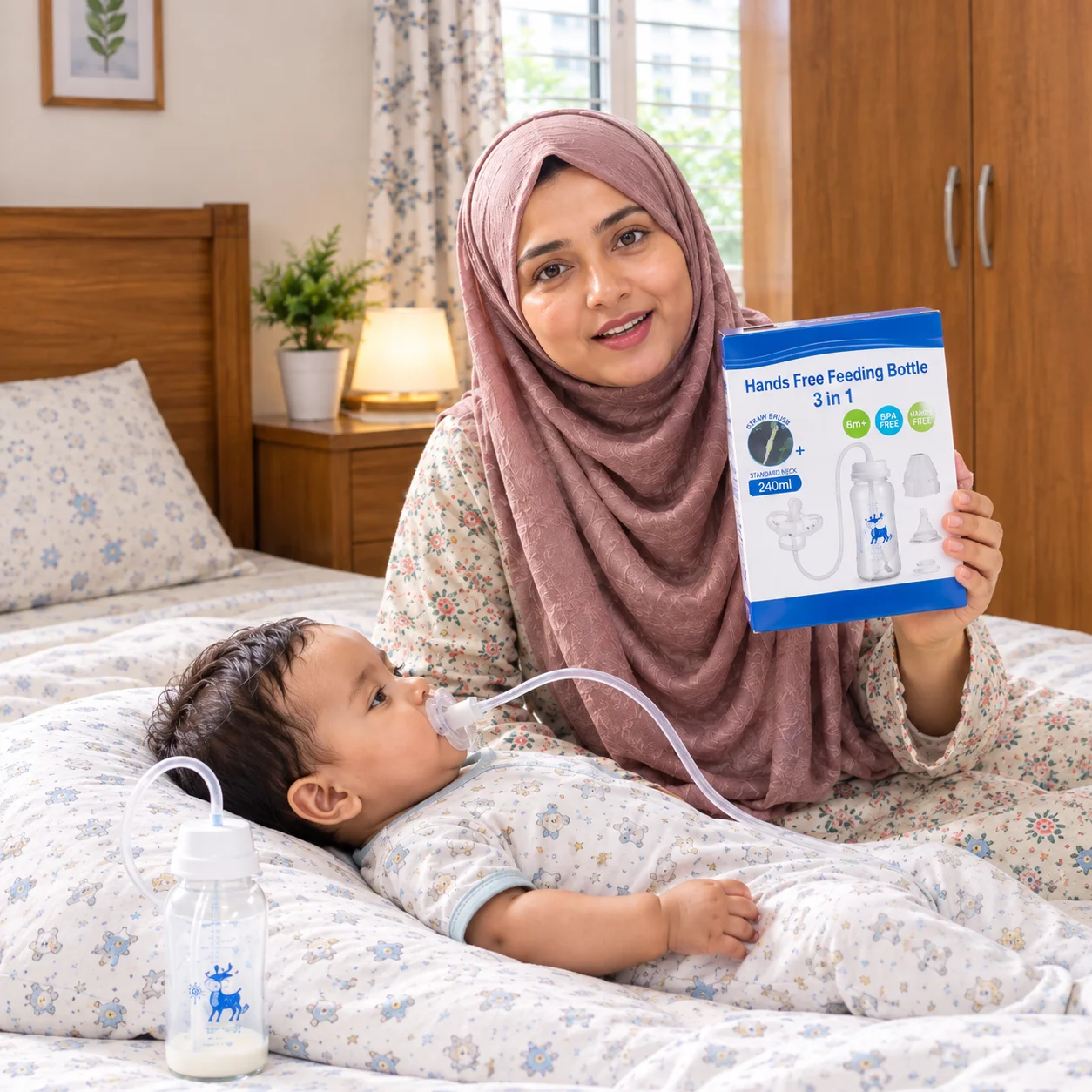 Hands-Free Baby PP Feeding Bottle