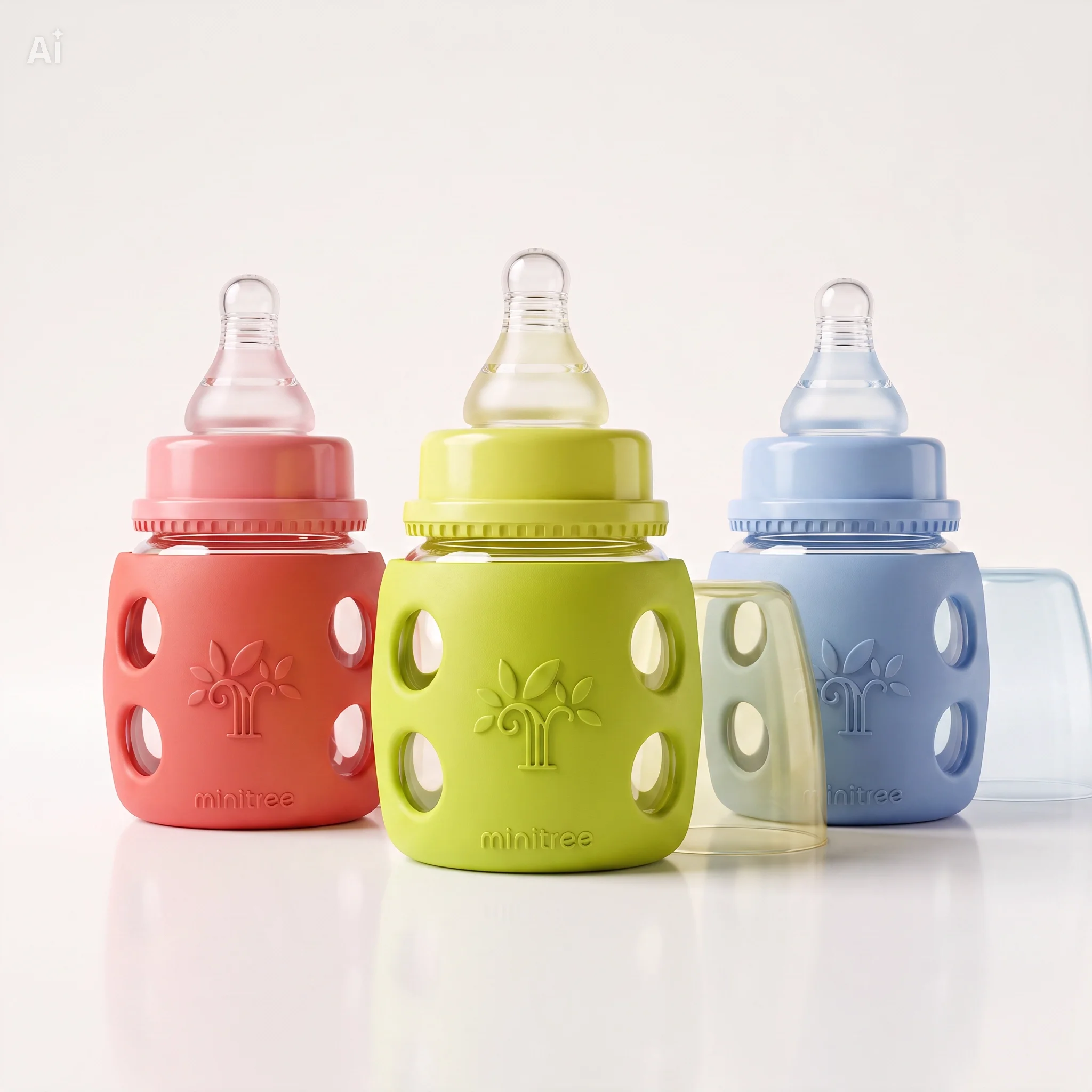 Mumlove Baby Feeder Double Protection Unbreakable Glass Body Feeding Bottle with  Handle & Silicon Cover