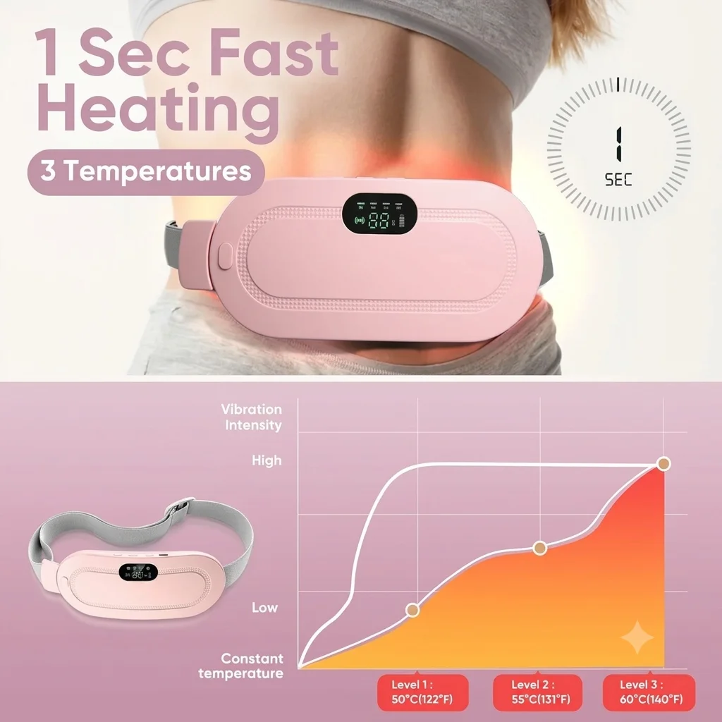 Heating pad for Period Cramps & Vibration sliming Massage bel - Pink Heating pad for Period Cramps & Vibration sliming Massage bel - Pink