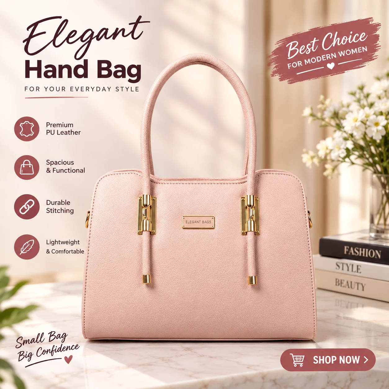 Ladies Bag Light Pink Color